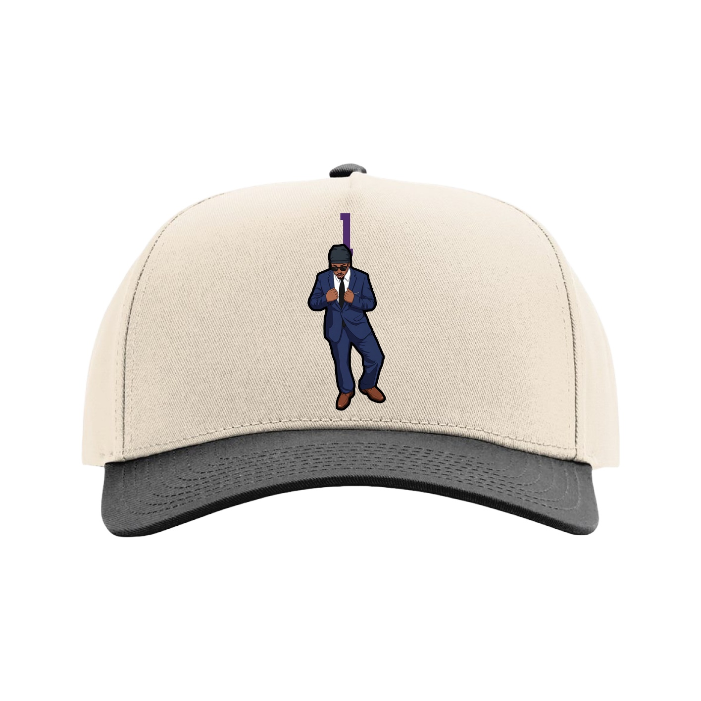 Full Fabric Five-Panel Champ Cap — Number Top in Cream/Black