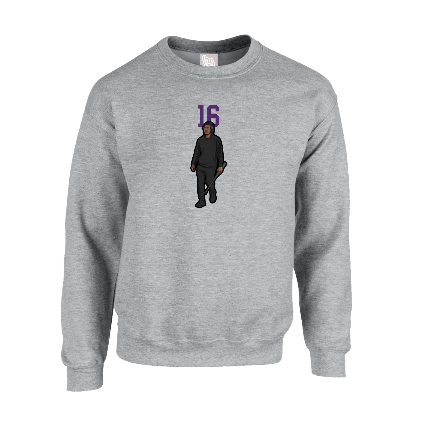 Fleece Crew — Number Top in Grey