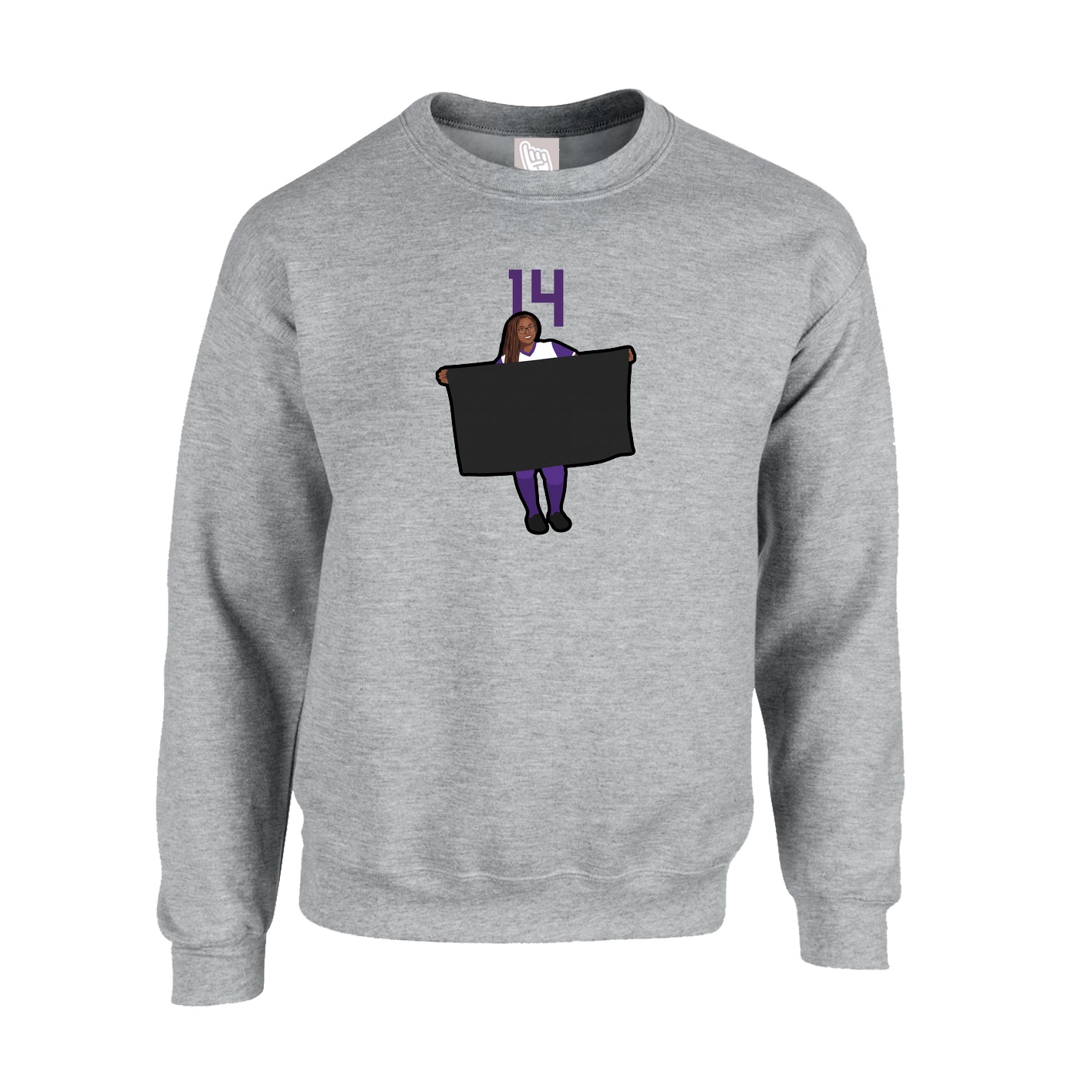 Fleece Crew — Number Top in Grey