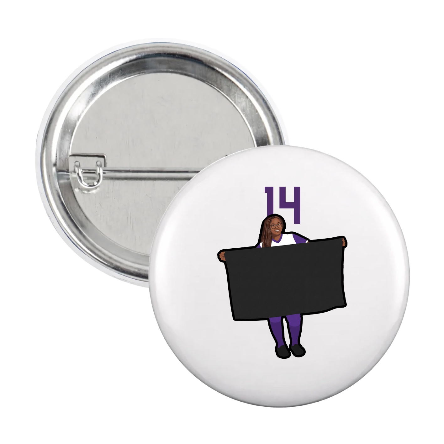 Game Day Button — Number Top in White