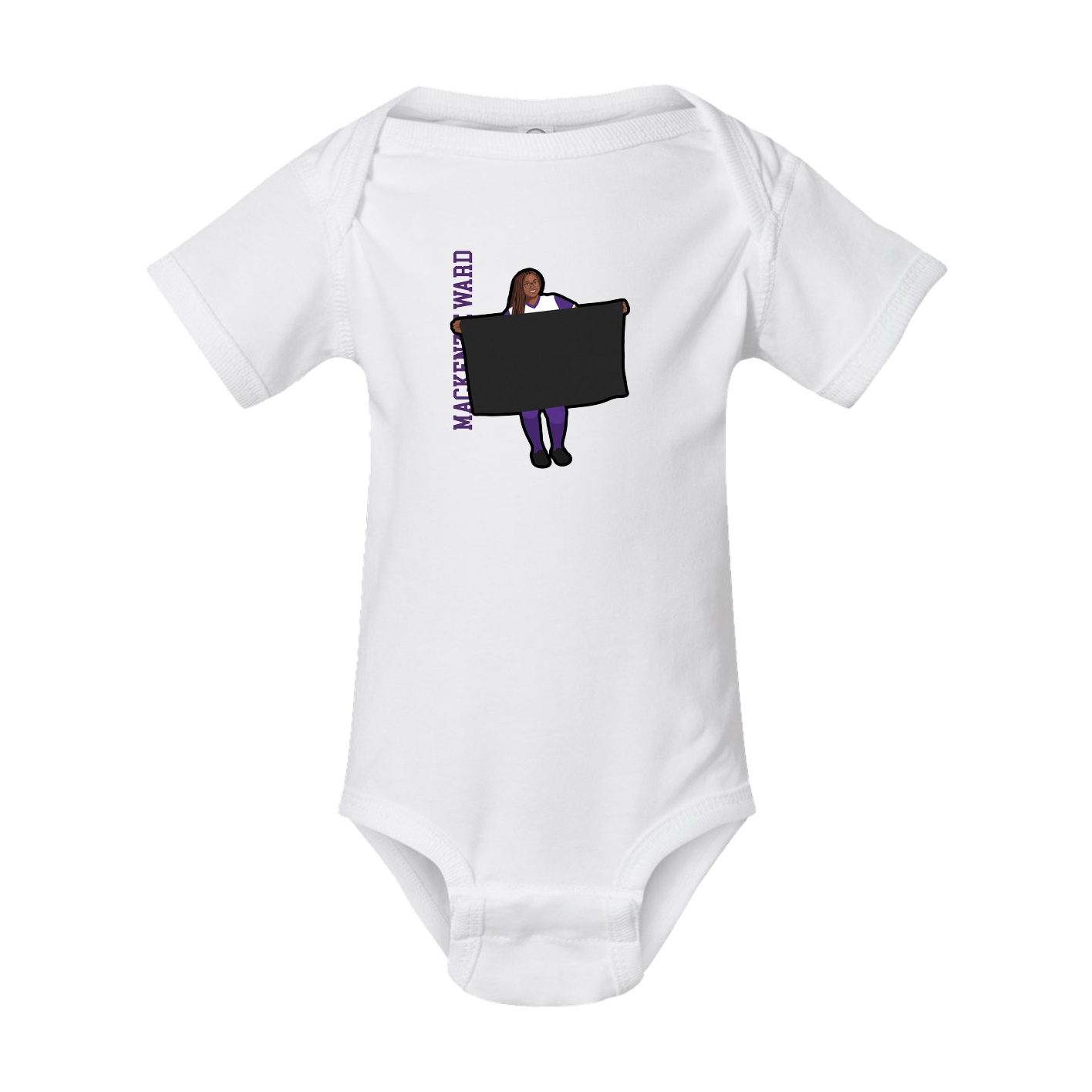 Baby Onesie — Name Vertical in White