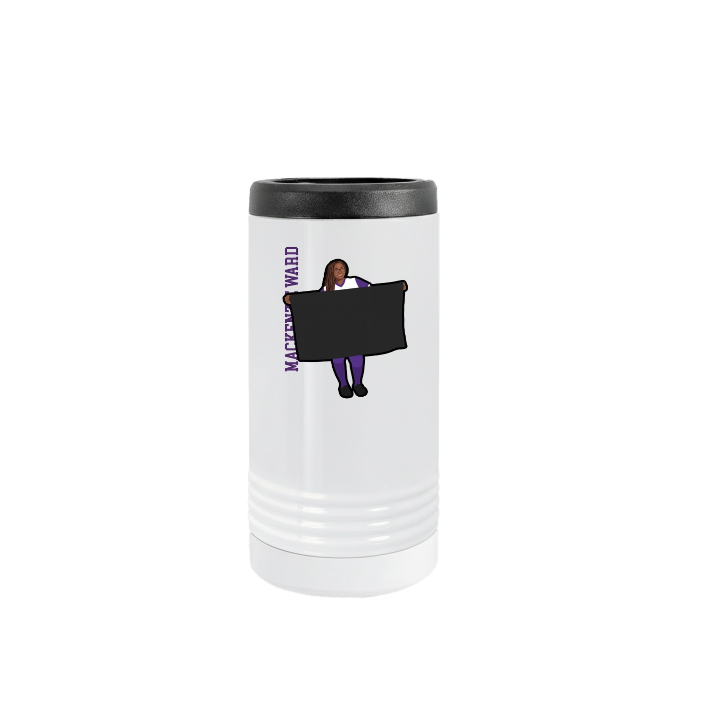 Slim Beverage Holder — Name Vertical in White