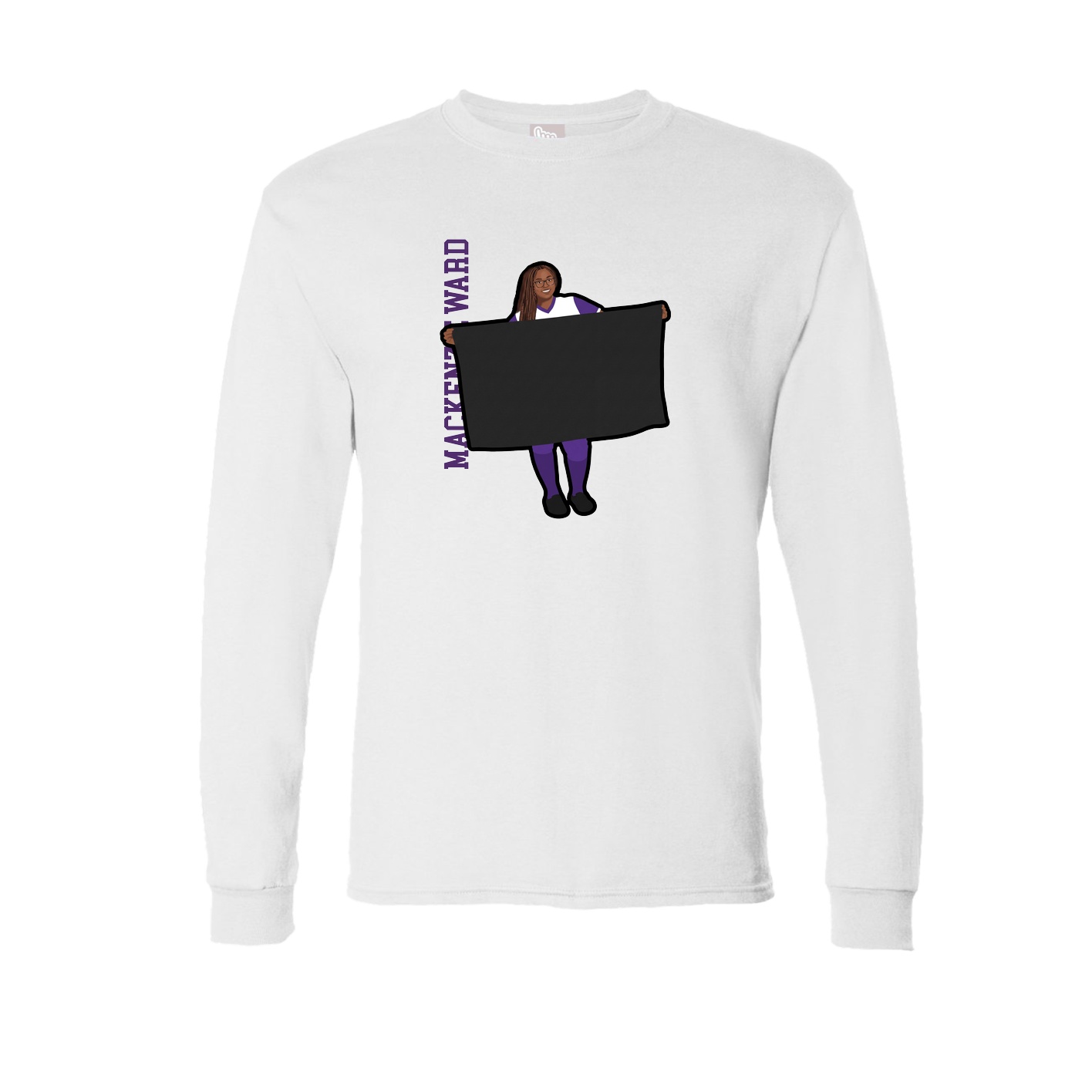 Long Sleeve Tee — Name Vertical in White