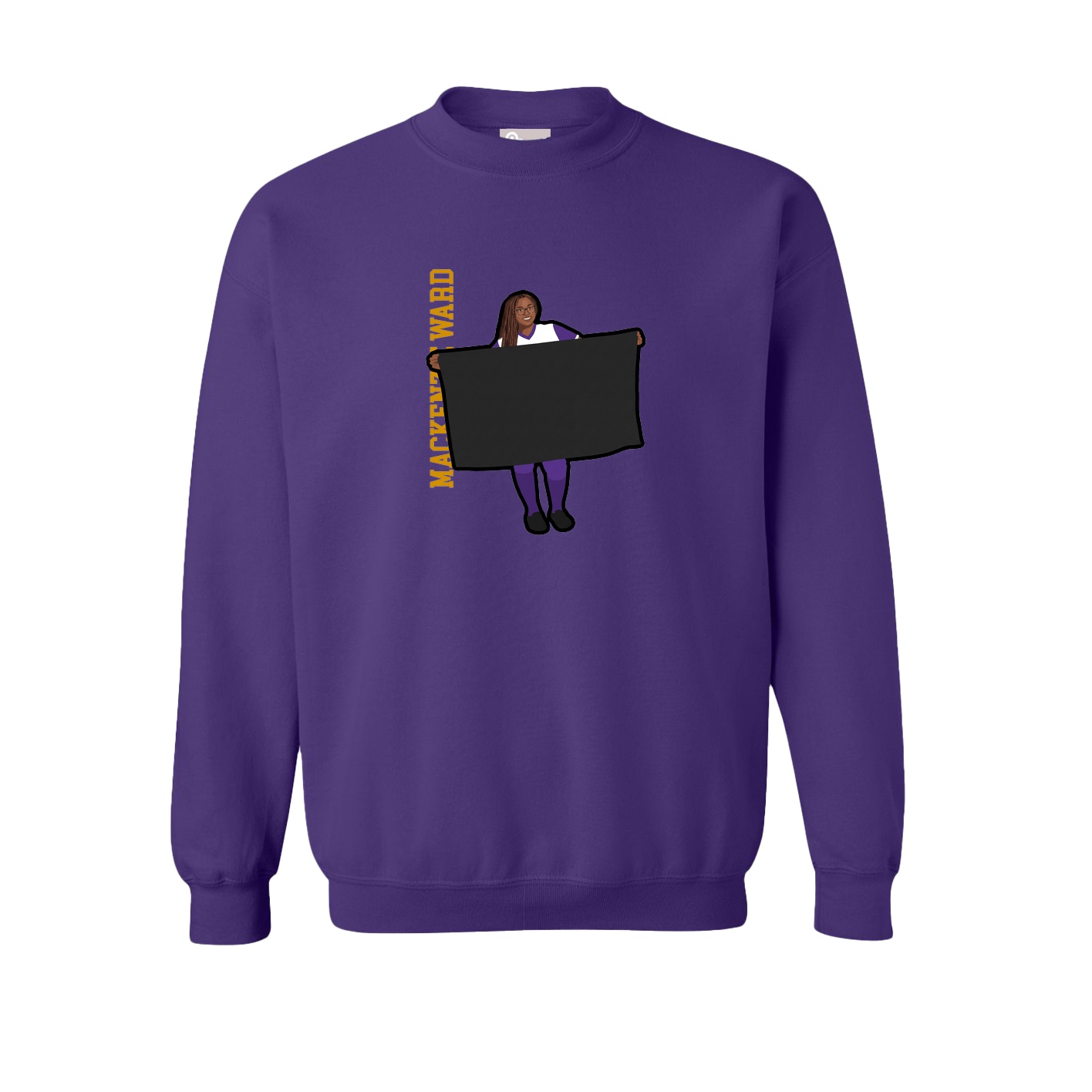 Fleece Crew — Name Vertical in Purple