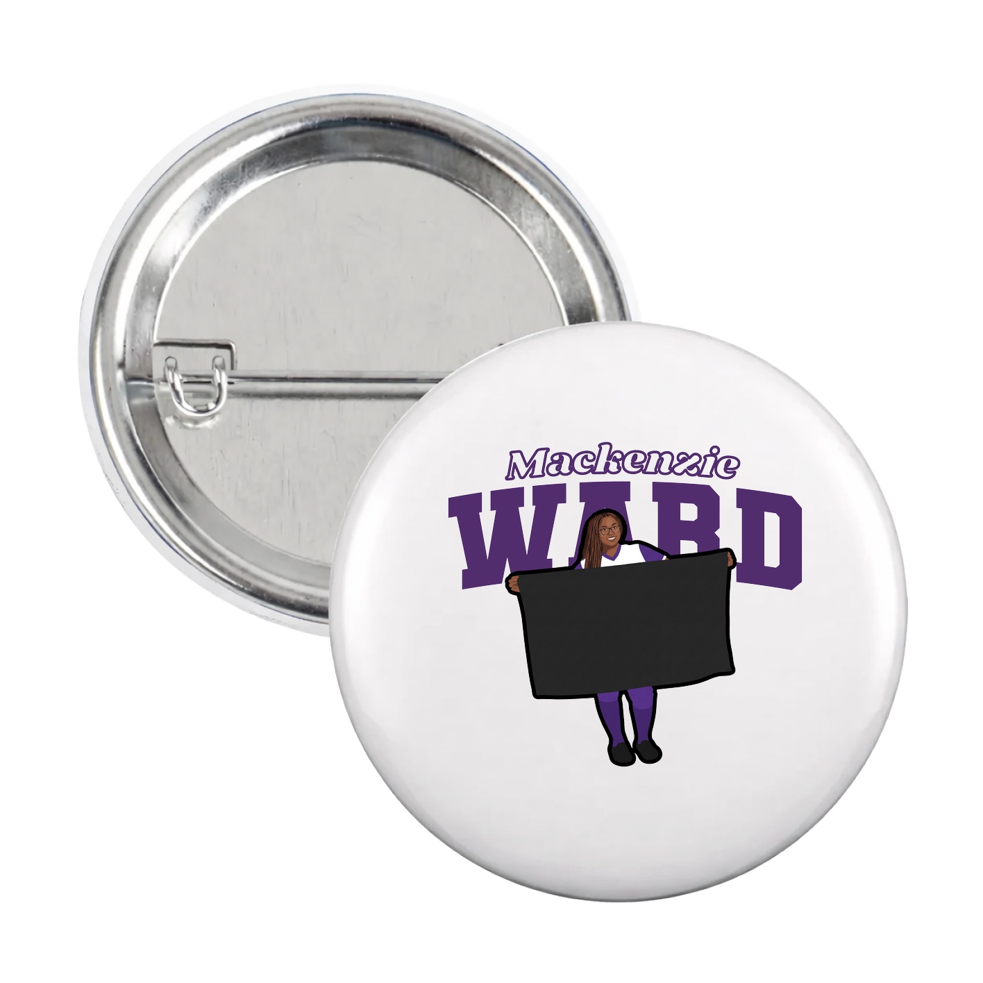 Game Day Button — Name Arch in White