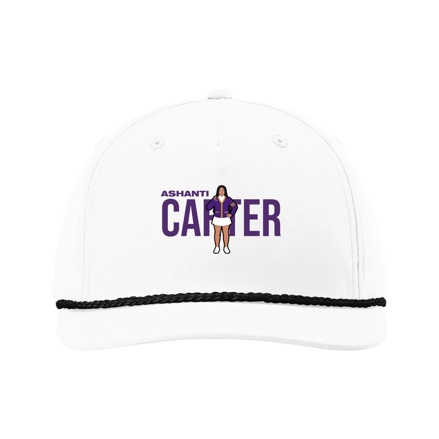 Five-Panel Classic Rope Cap — Player Name in White