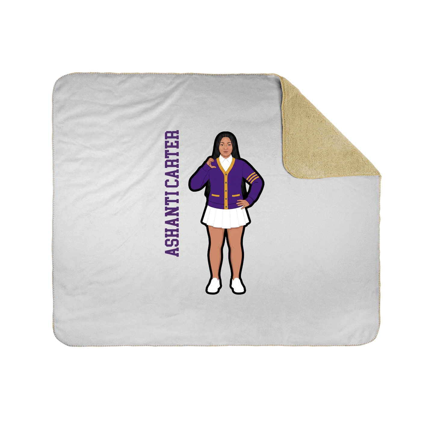 Throw Blanket — Name Vertical in White