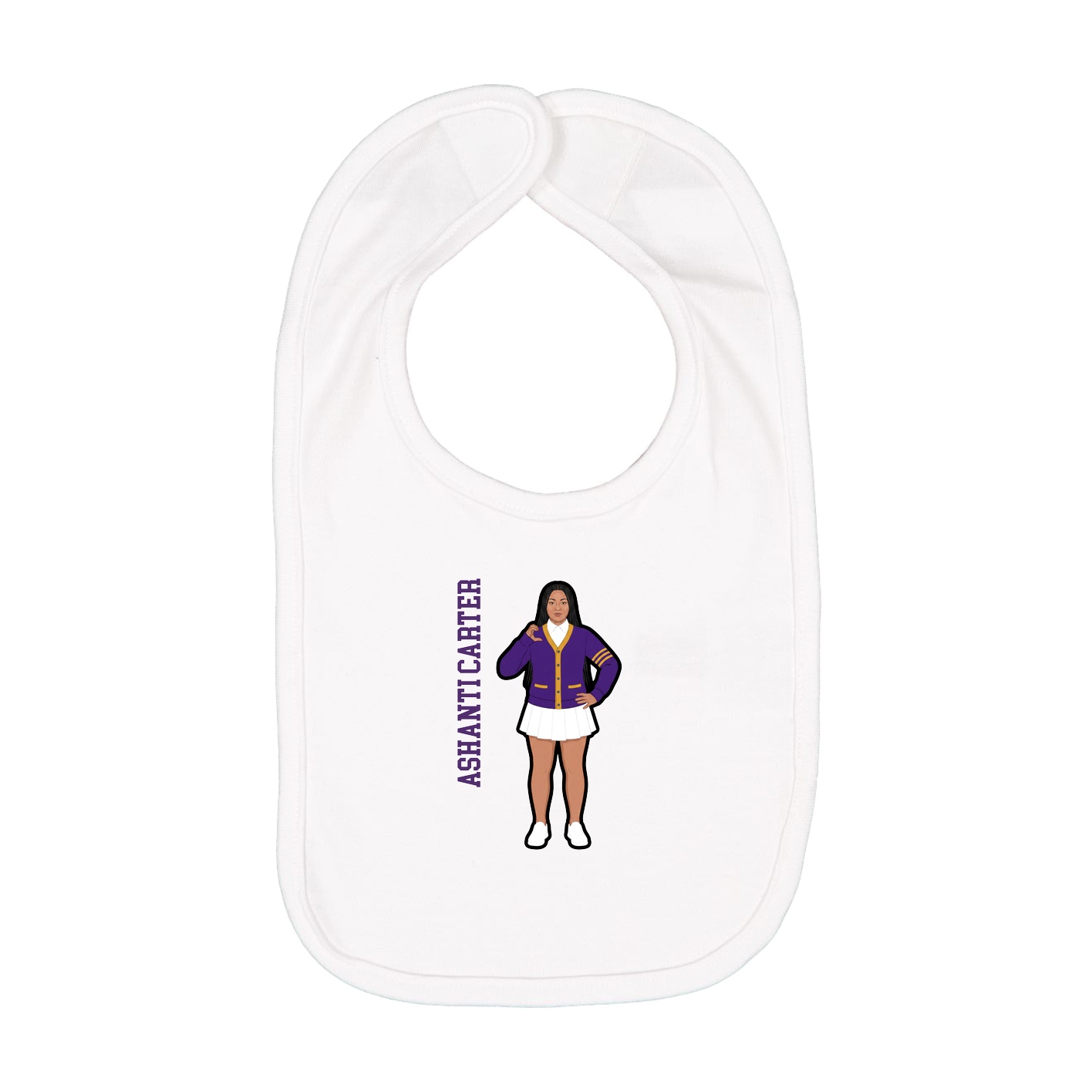 Infant Bib — Name Vertical in White