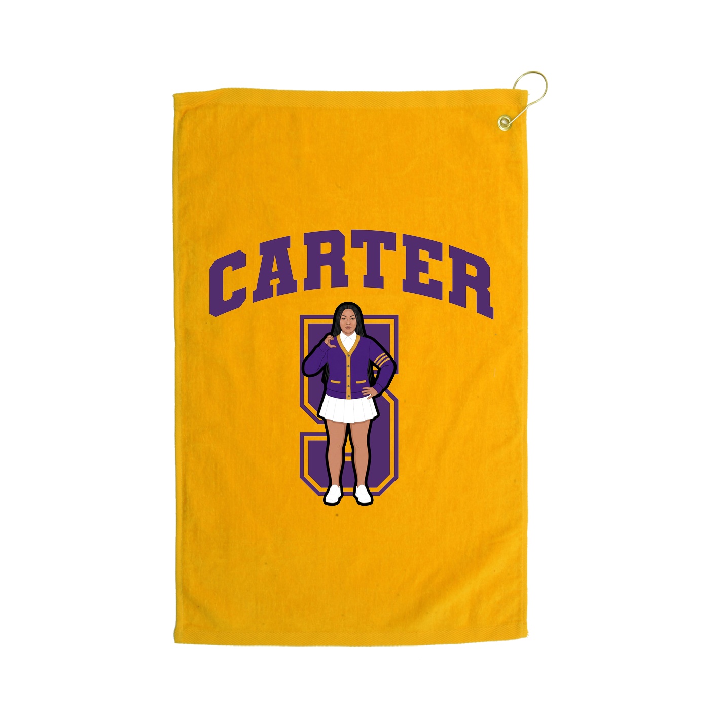 Golf Towel — Number in Gold