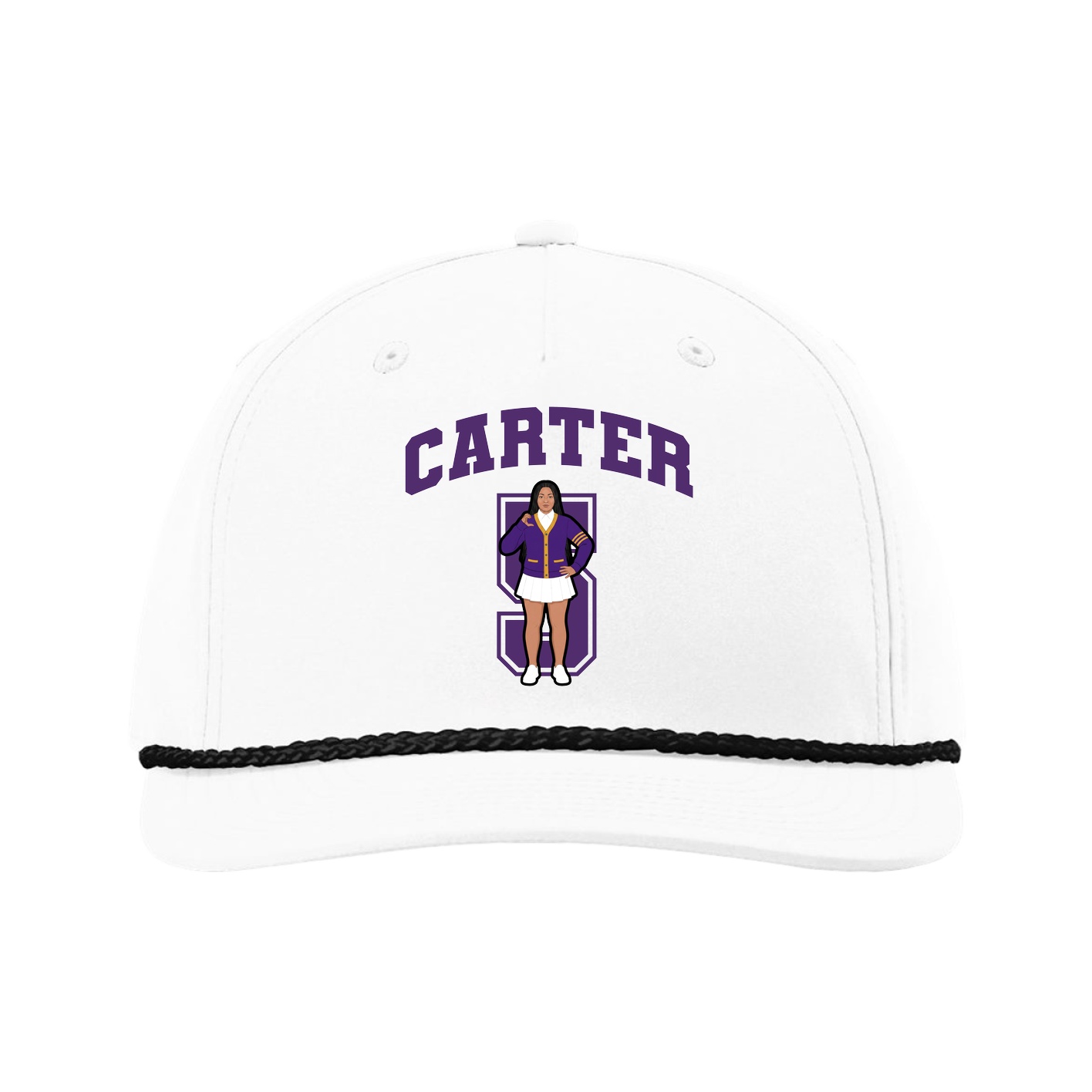 Five-Panel Classic Rope Cap — Number in White