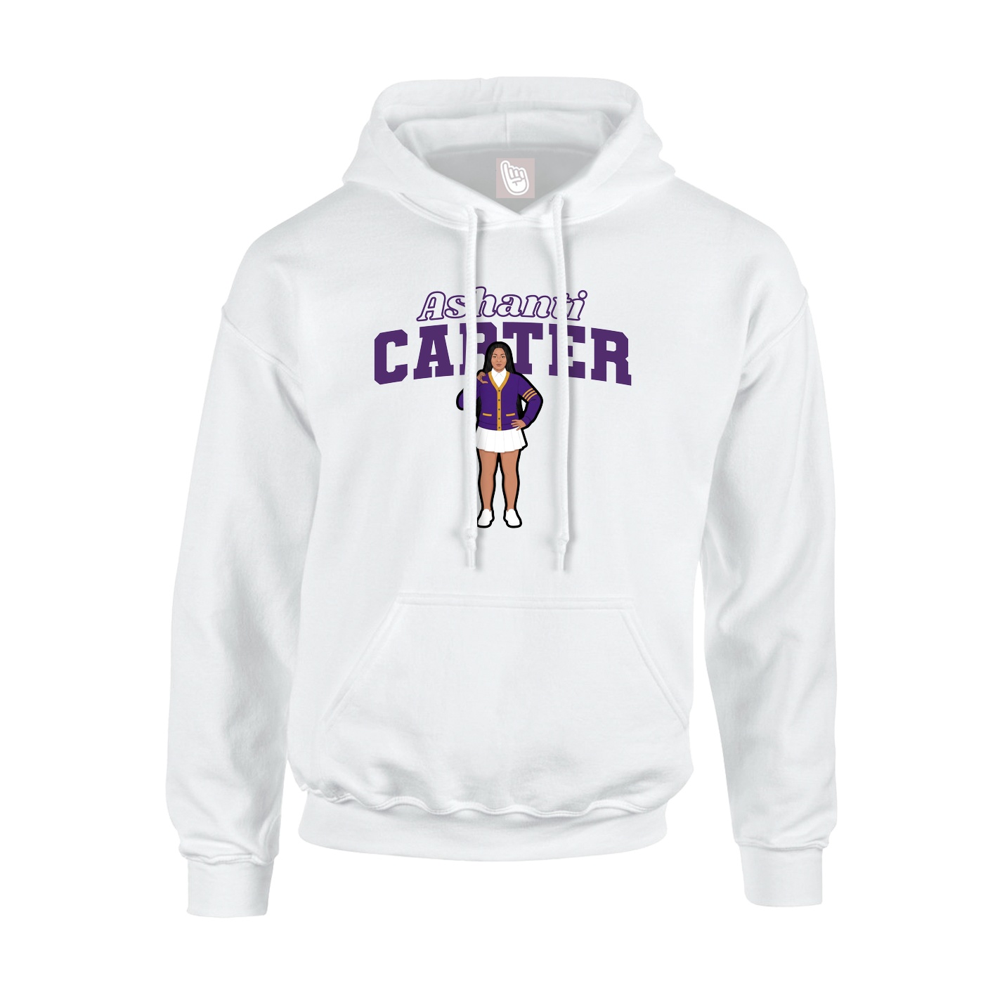 Youth Hoodie — Name Arch in White