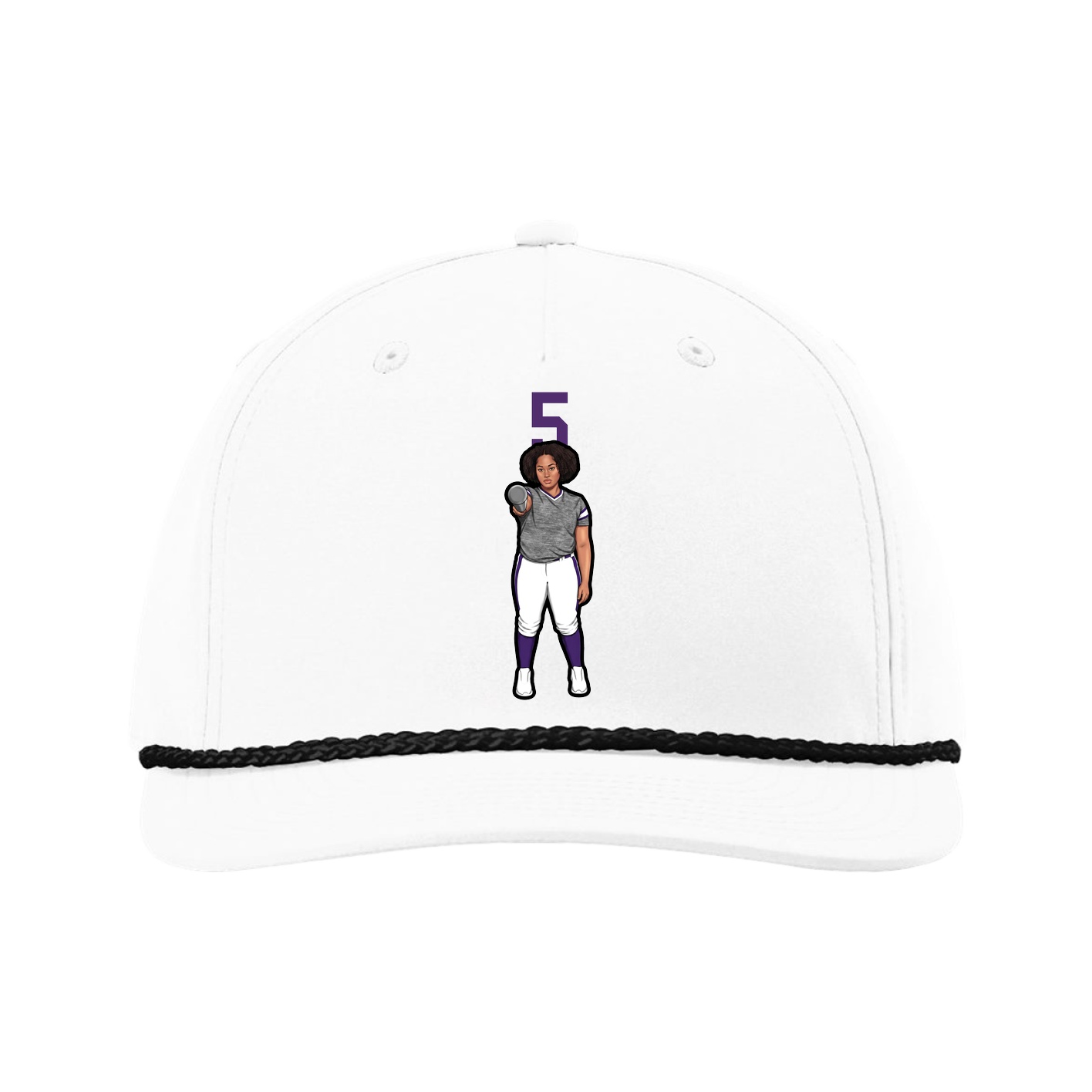 Five-Panel Classic Rope Cap — Number Top in White