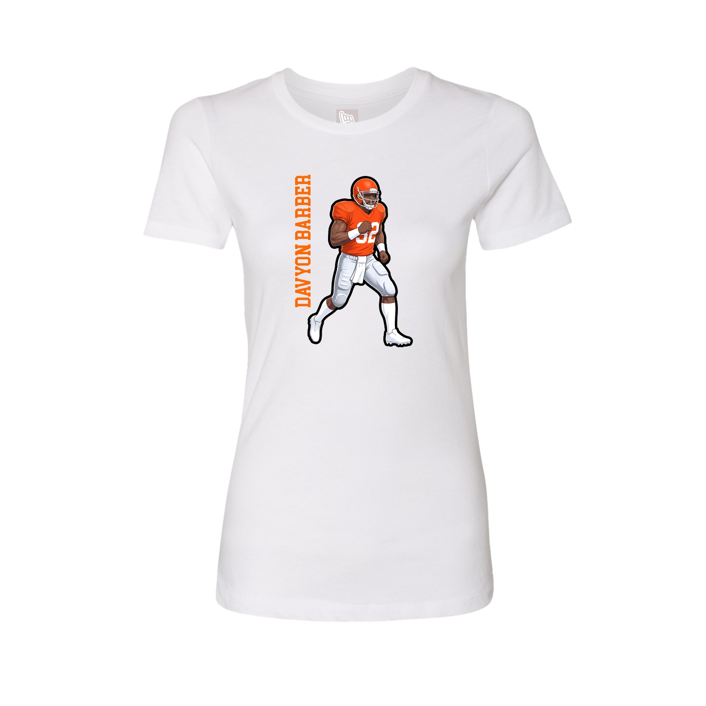 Fitted Women's Tee — Name Vertical in White