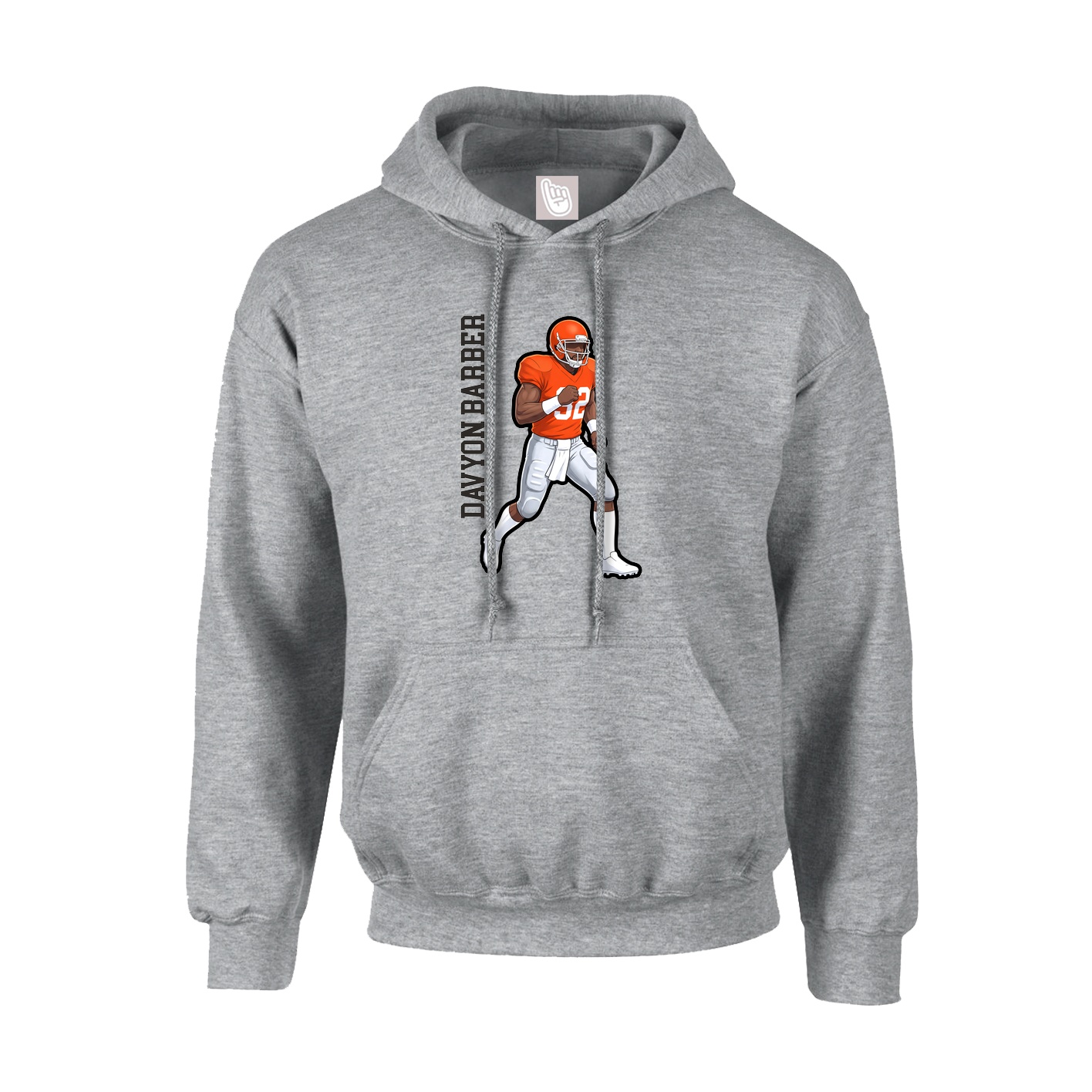 Youth Hoodie — Name Vertical in Grey