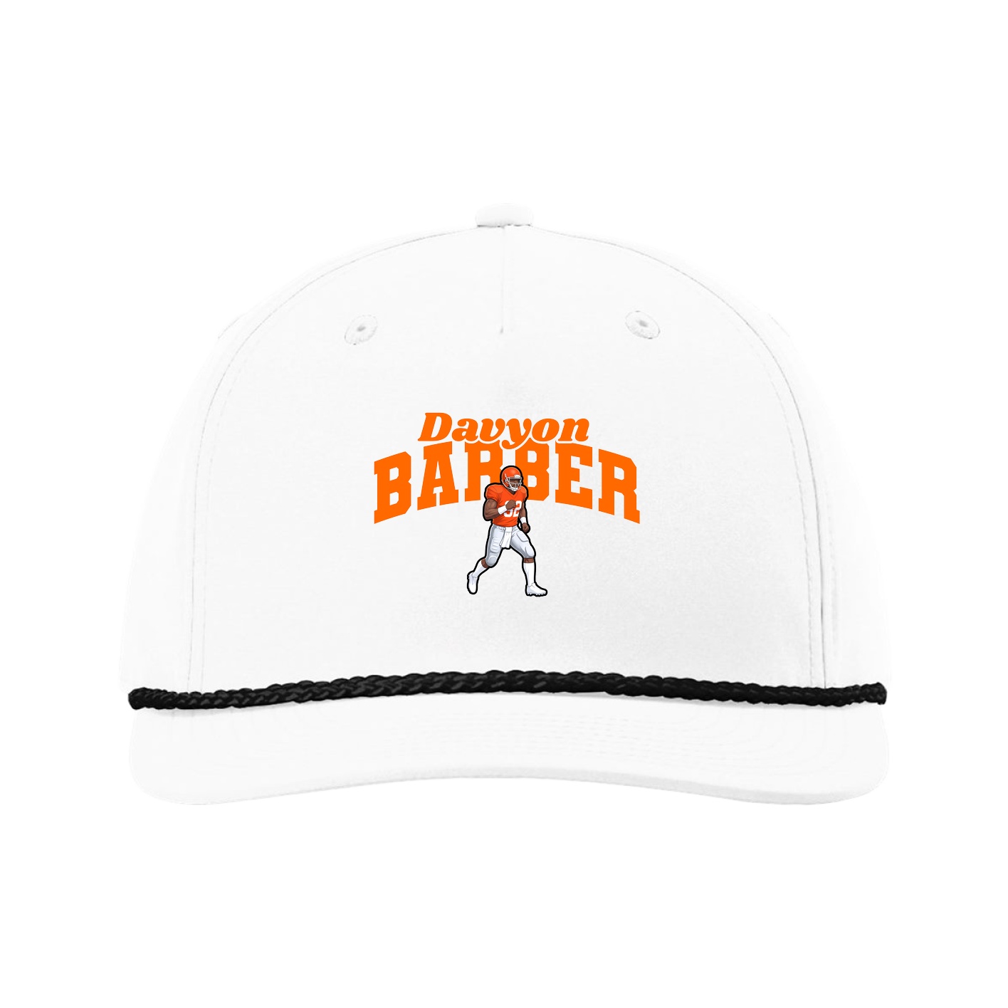 Five-Panel Classic Rope Cap — Signature Arch in White
