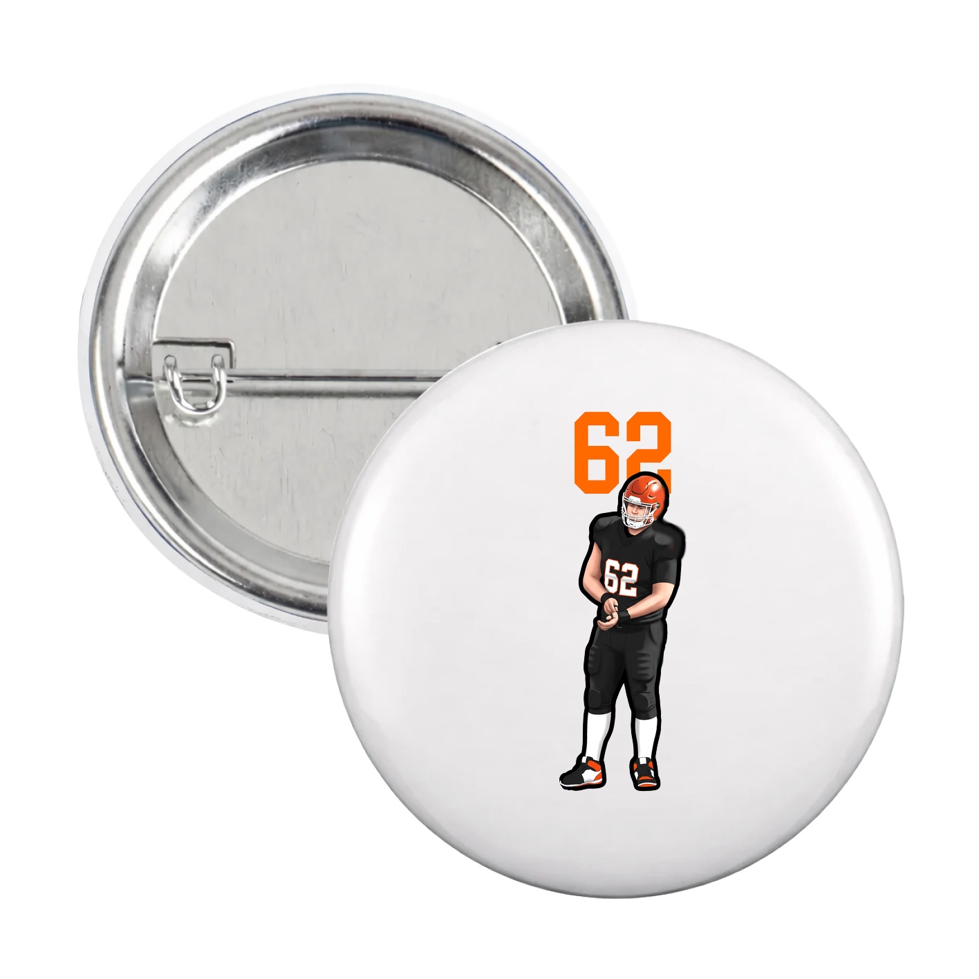 Game Day Button — Number Top in White