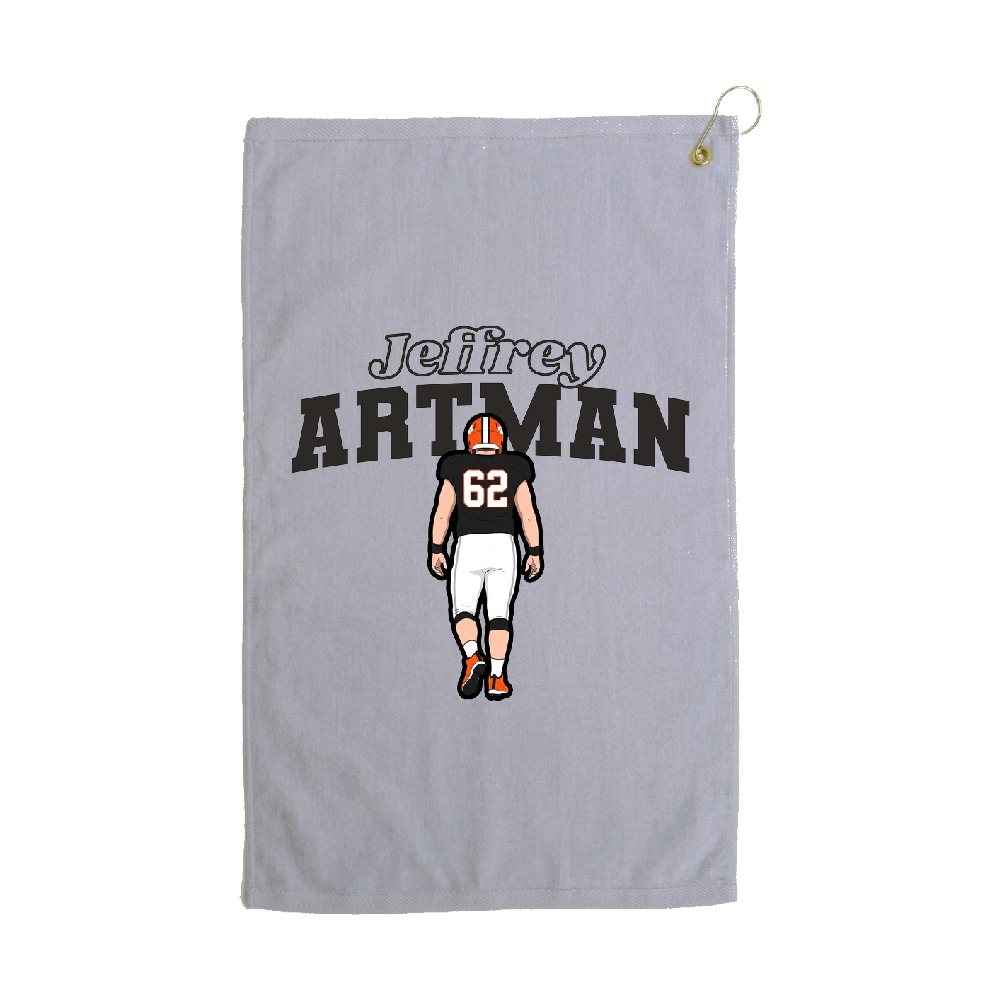 Golf Towel — Name Arch in Grey