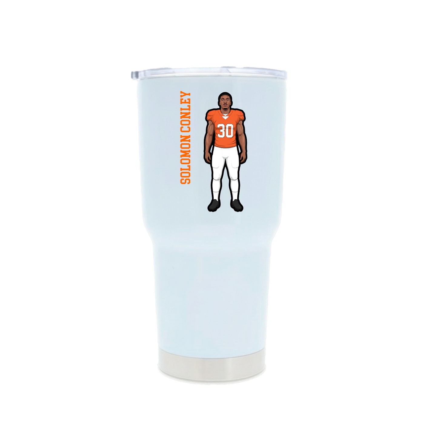 30oz Stainless Steel Tumbler — Name Vertical in White