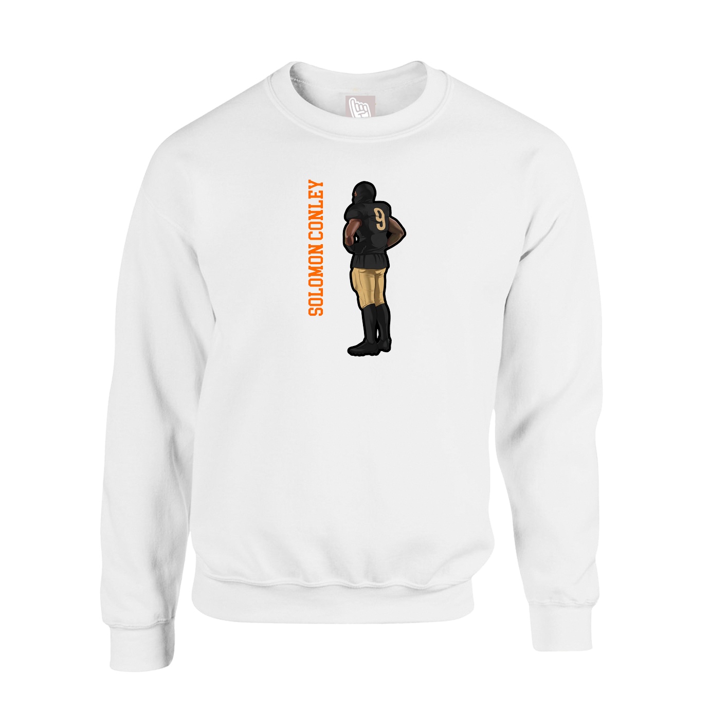 Fleece Crew — Name Vertical in White
