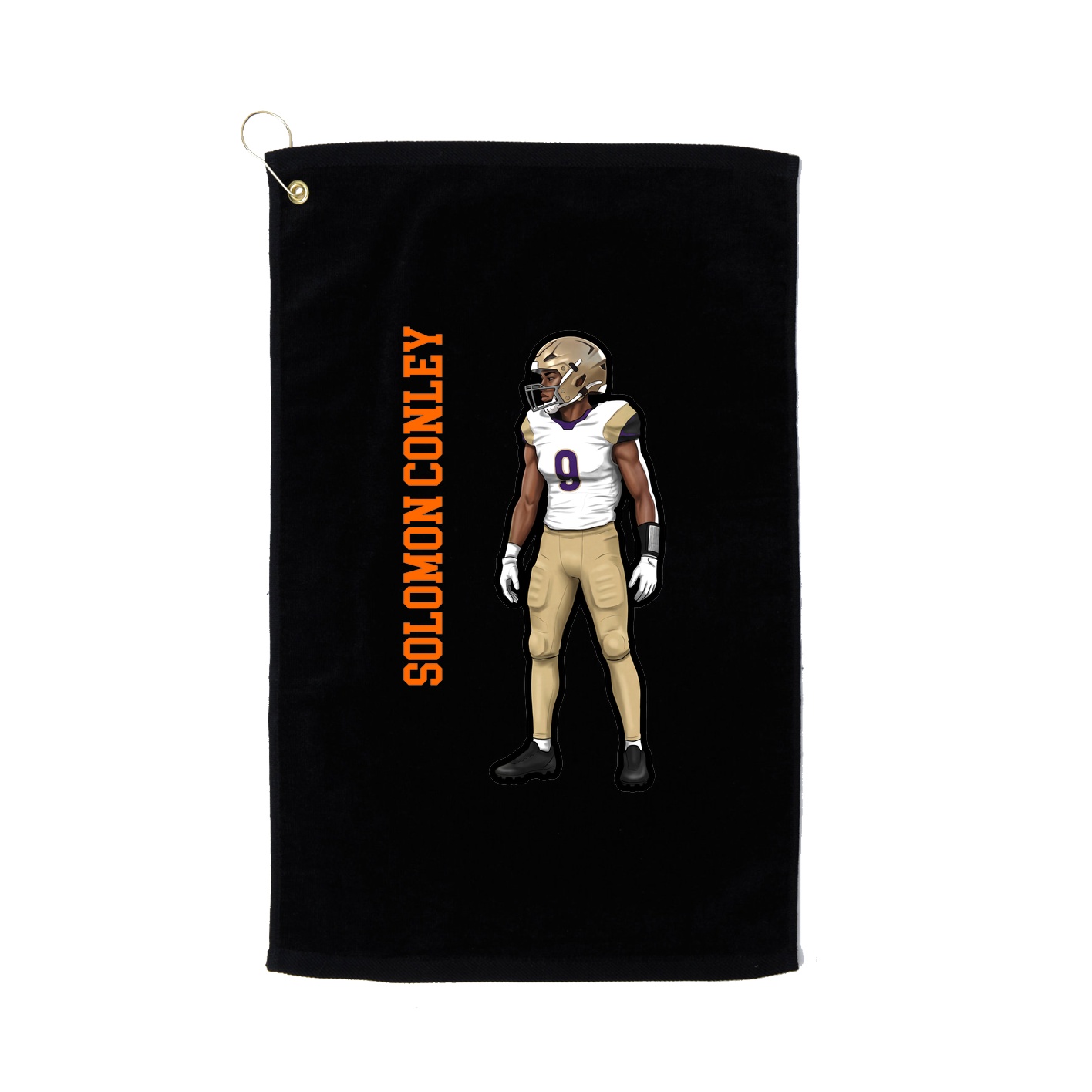 Golf Towel — Name Vertical in Black