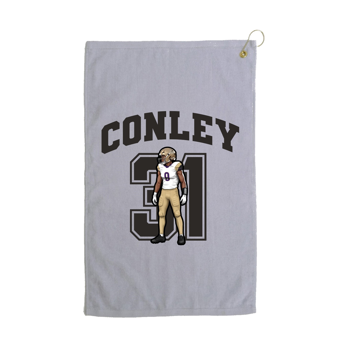 Golf Towel — Number in Grey