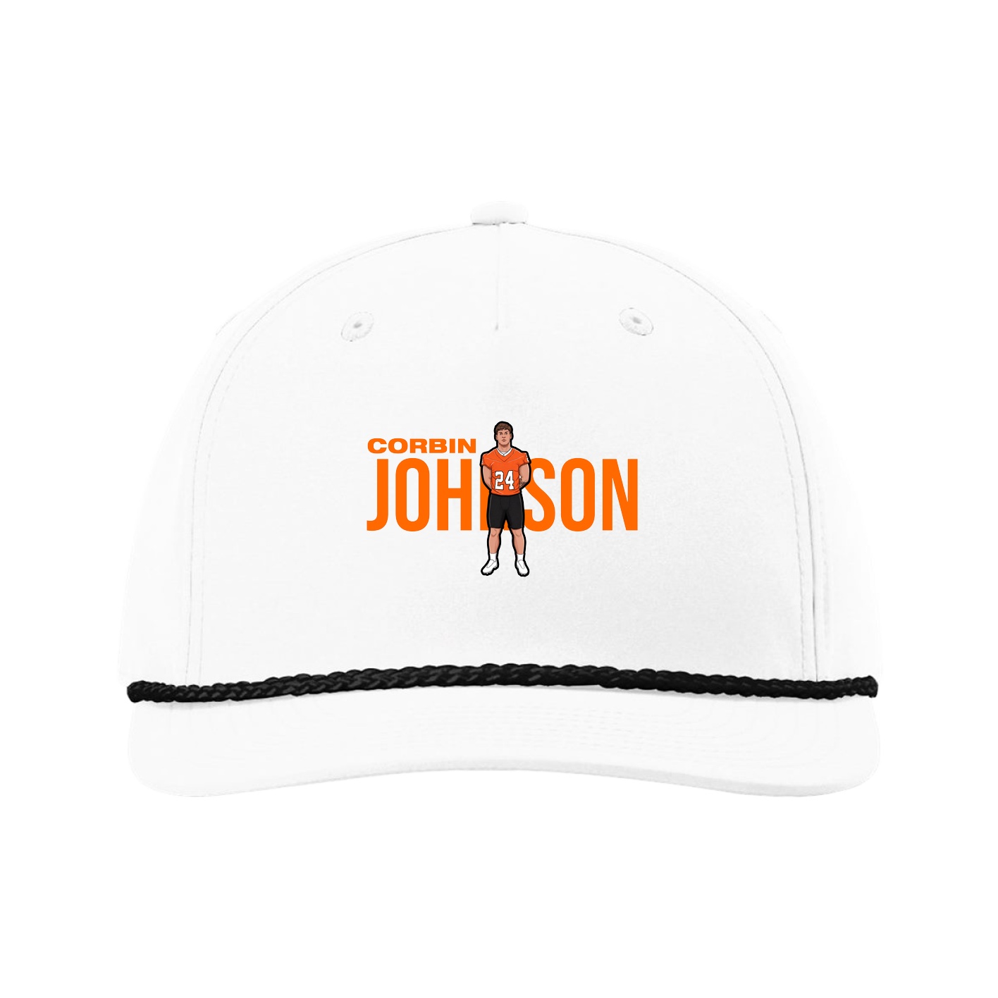 Five-Panel Classic Rope Cap — Player Name in White