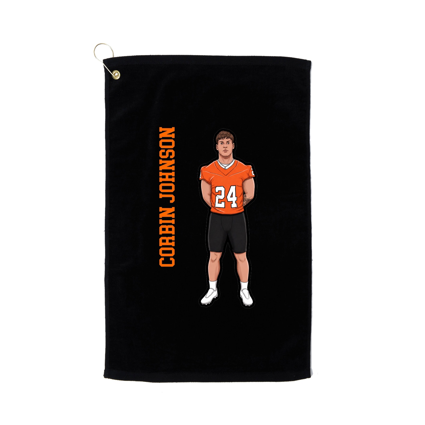 Golf Towel — Name Vertical in Black