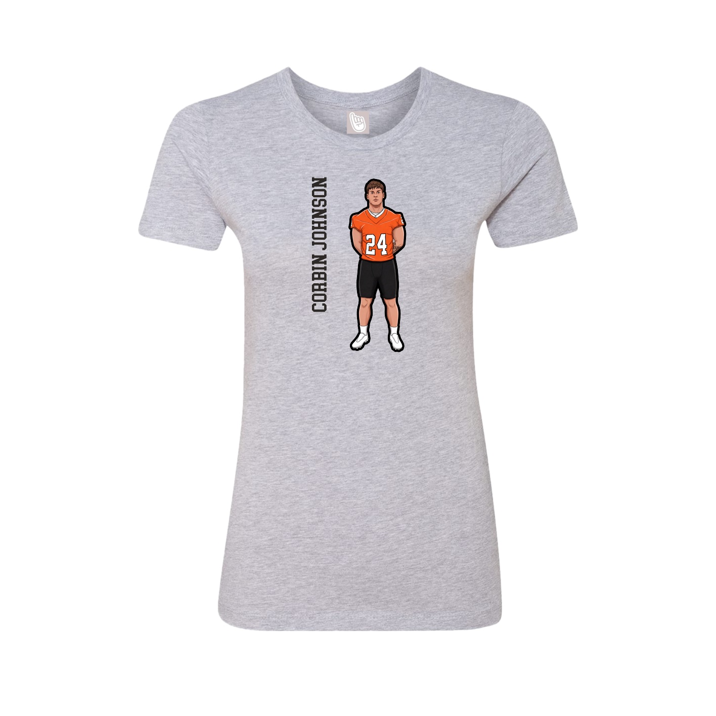 Fitted Women's Tee — Name Vertical in Grey