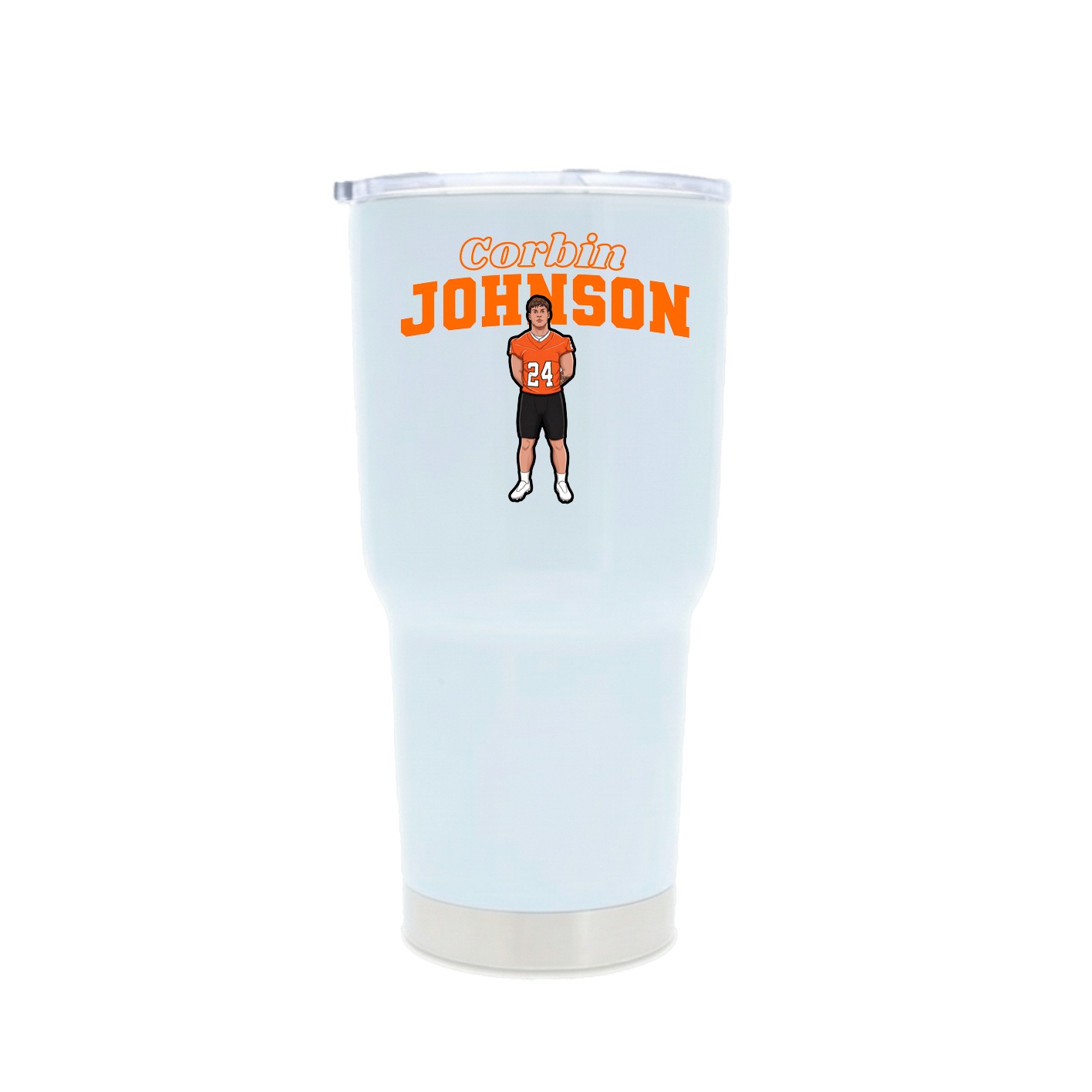 30oz Stainless Steel Tumbler — Name Arch in White