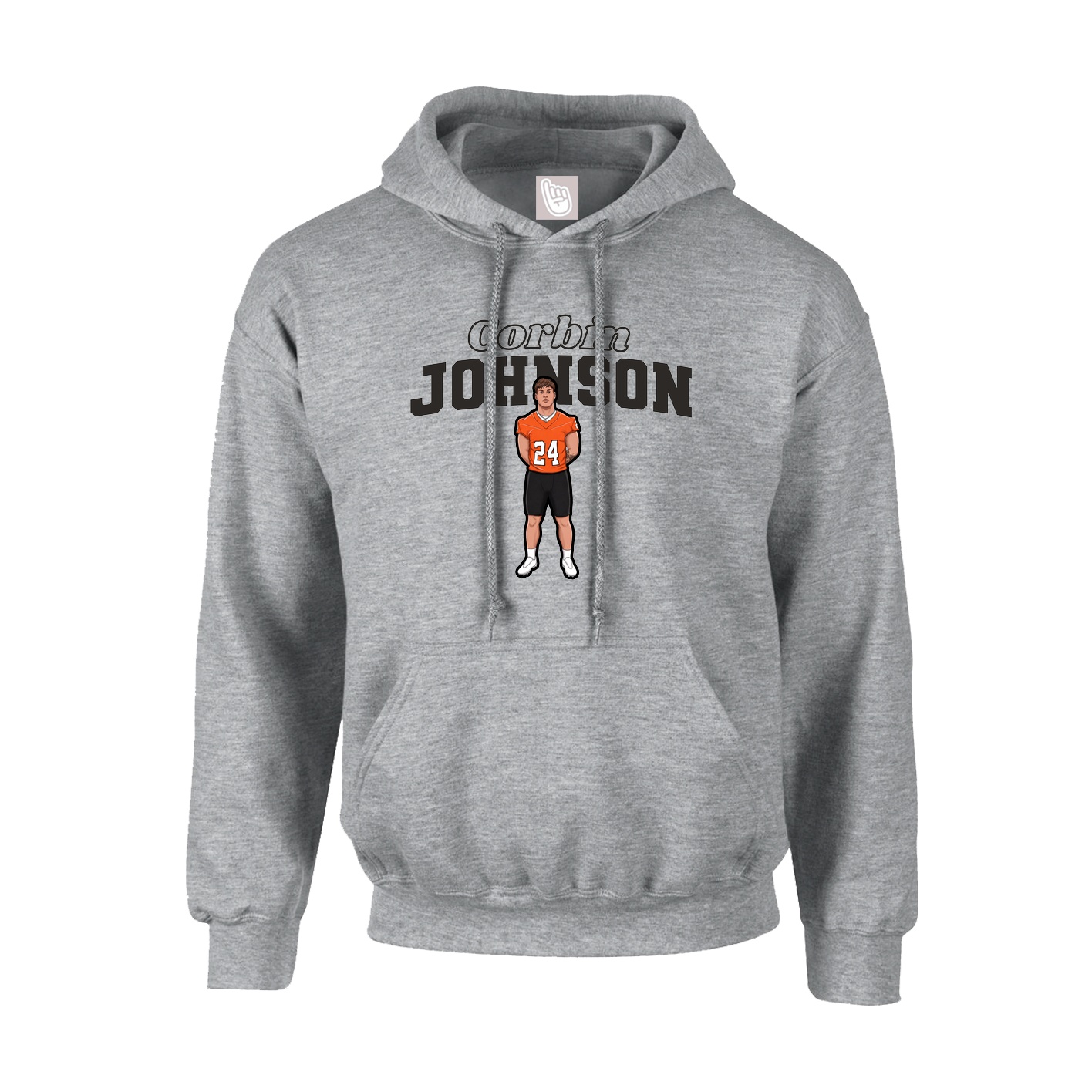 Youth Hoodie — Name Arch in Grey