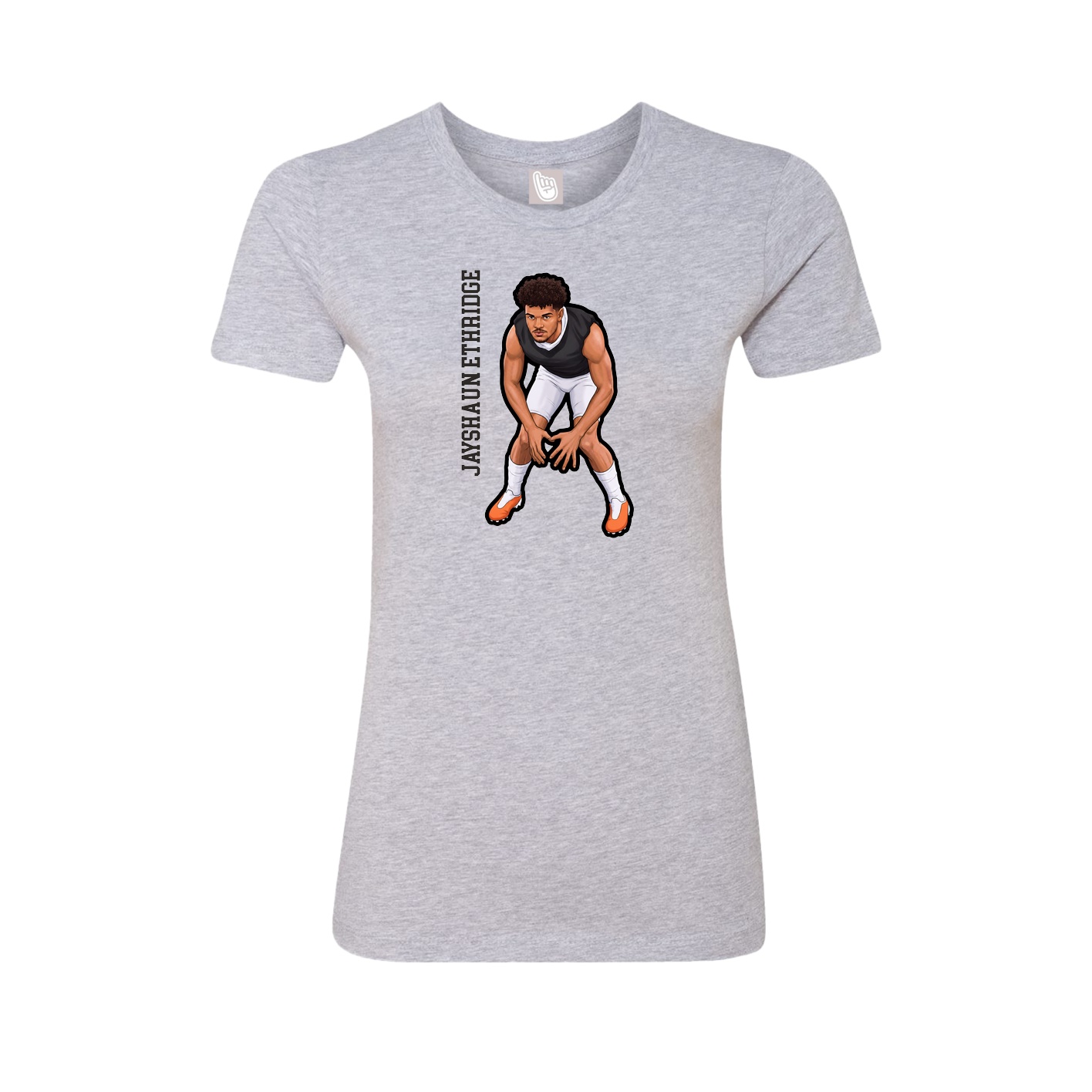 Fitted Women's Tee — Name Vertical in Grey