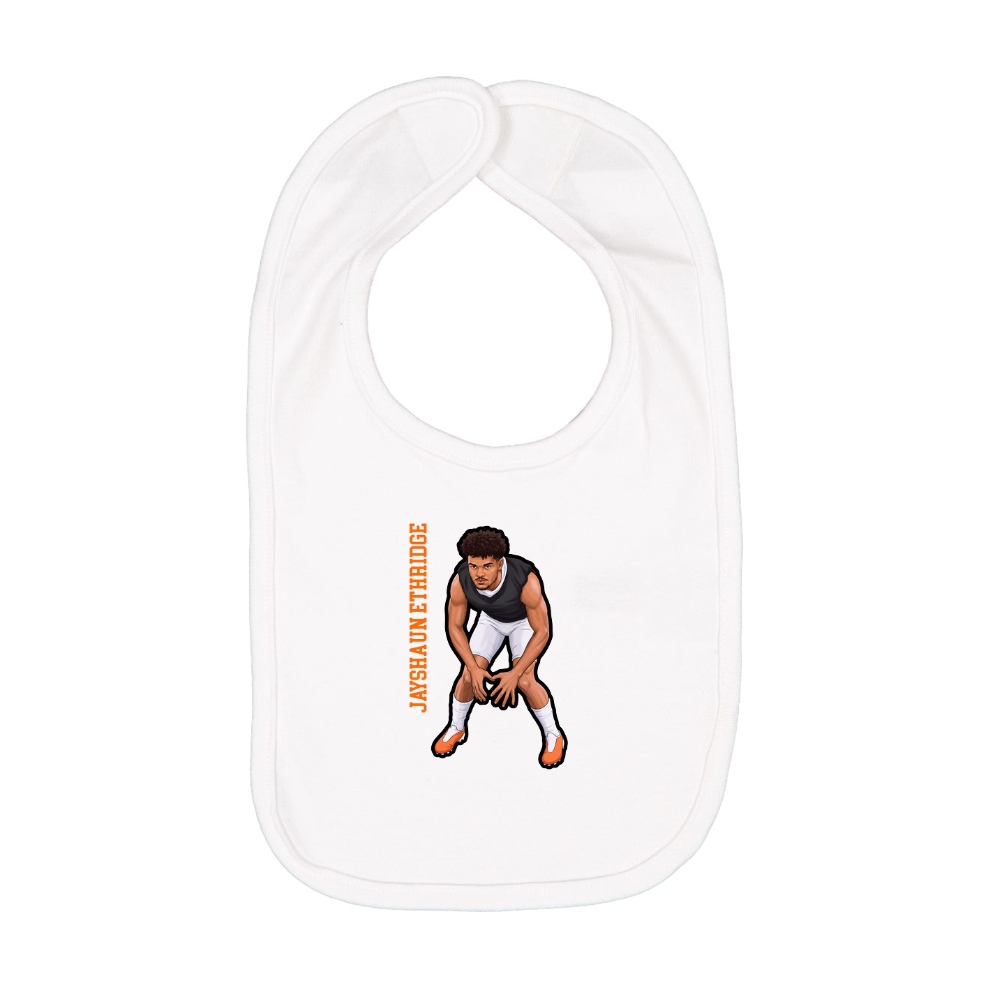 Infant Bib — Name Vertical in White