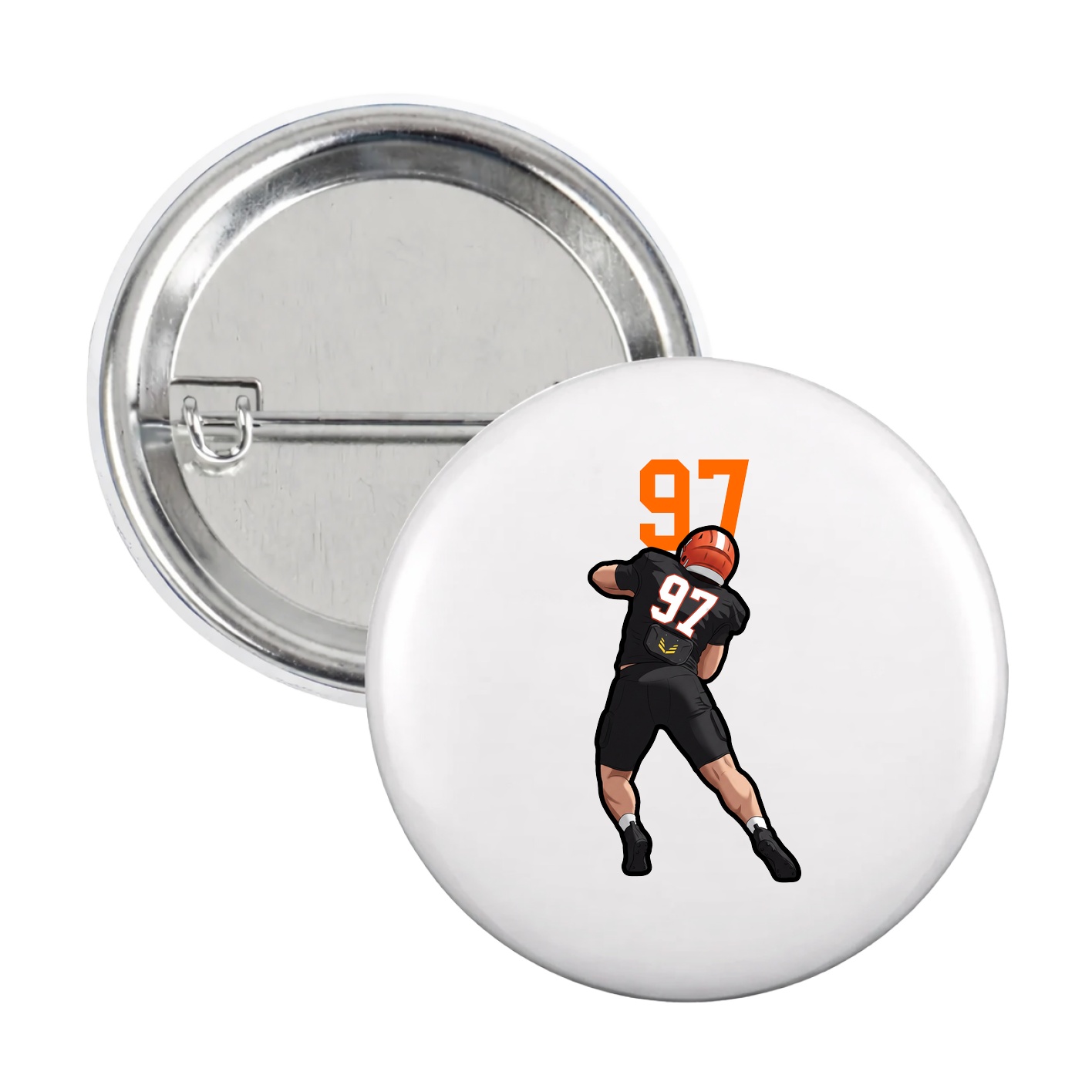 Game Day Button — Number Top in White
