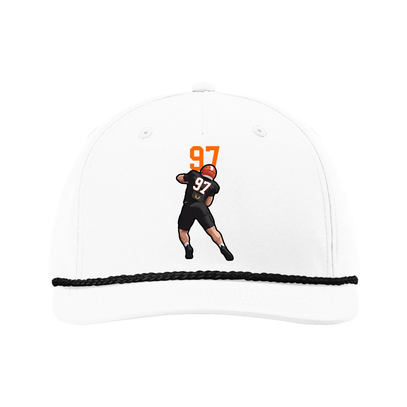 Five-Panel Classic Rope Cap — Number Top in White