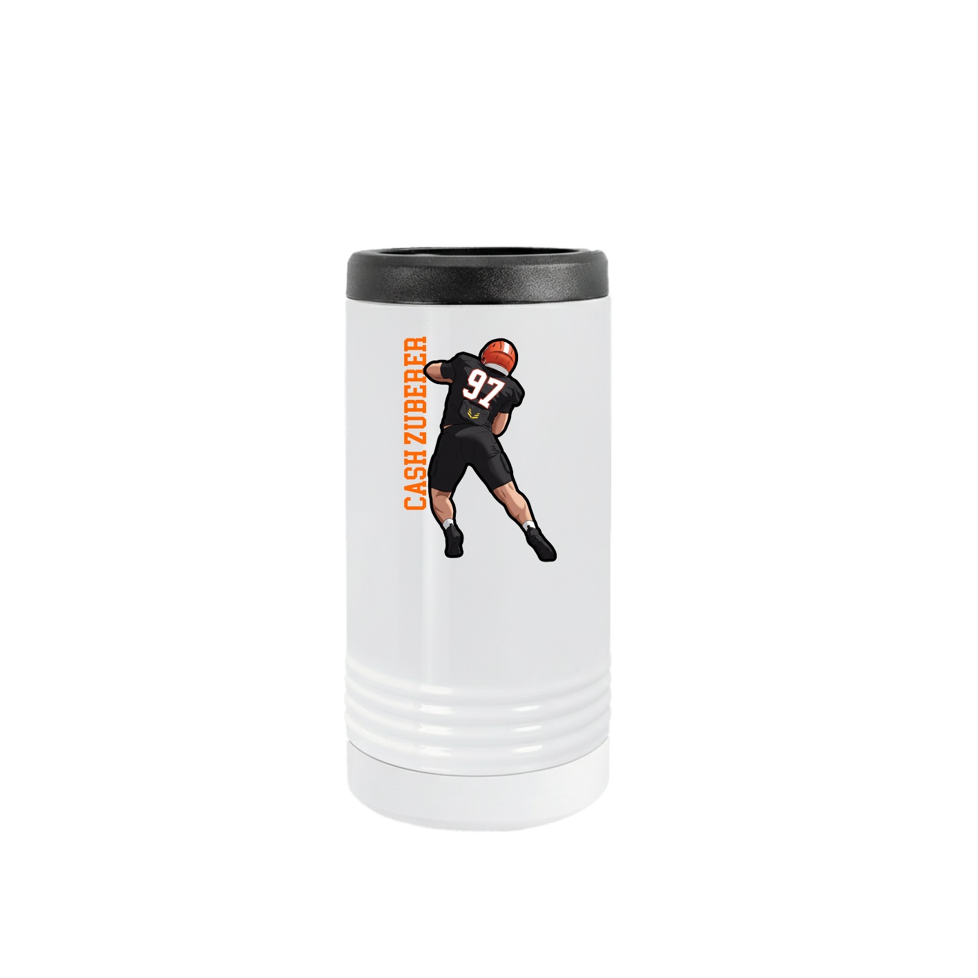 Slim Beverage Holder — Name Vertical in White