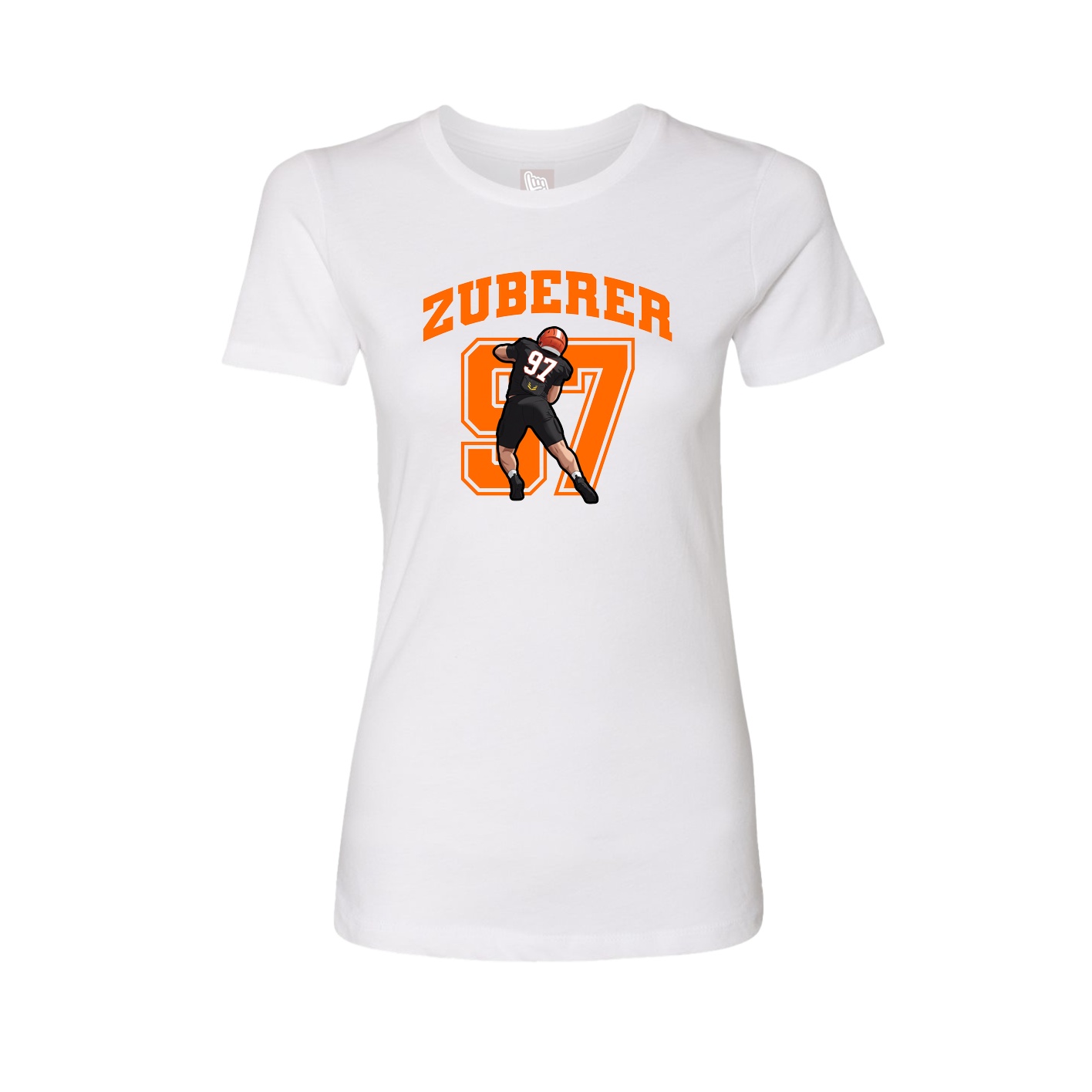 Fitted Women's Tee — Number in White