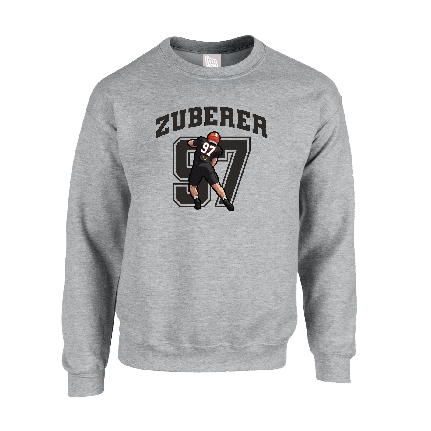 Fleece Crew — Number in Grey