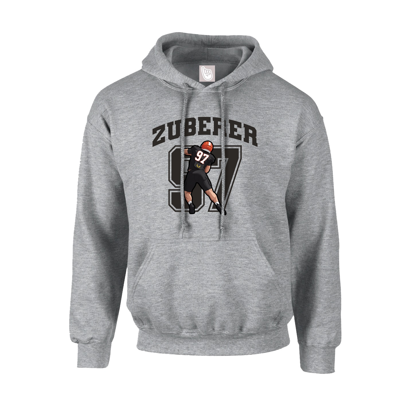 Youth Hoodie — Number in Grey