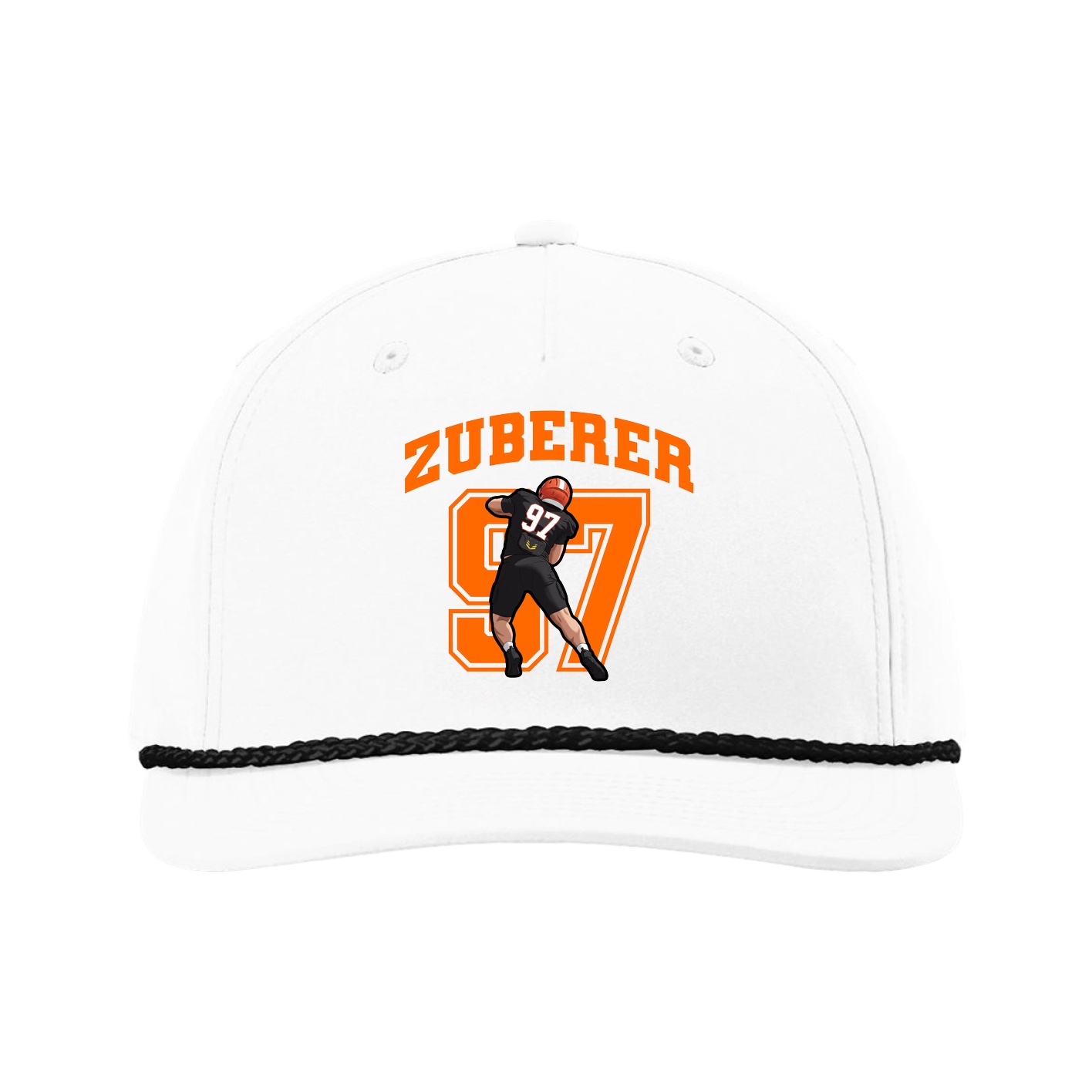 Five-Panel Classic Rope Cap — Number in White