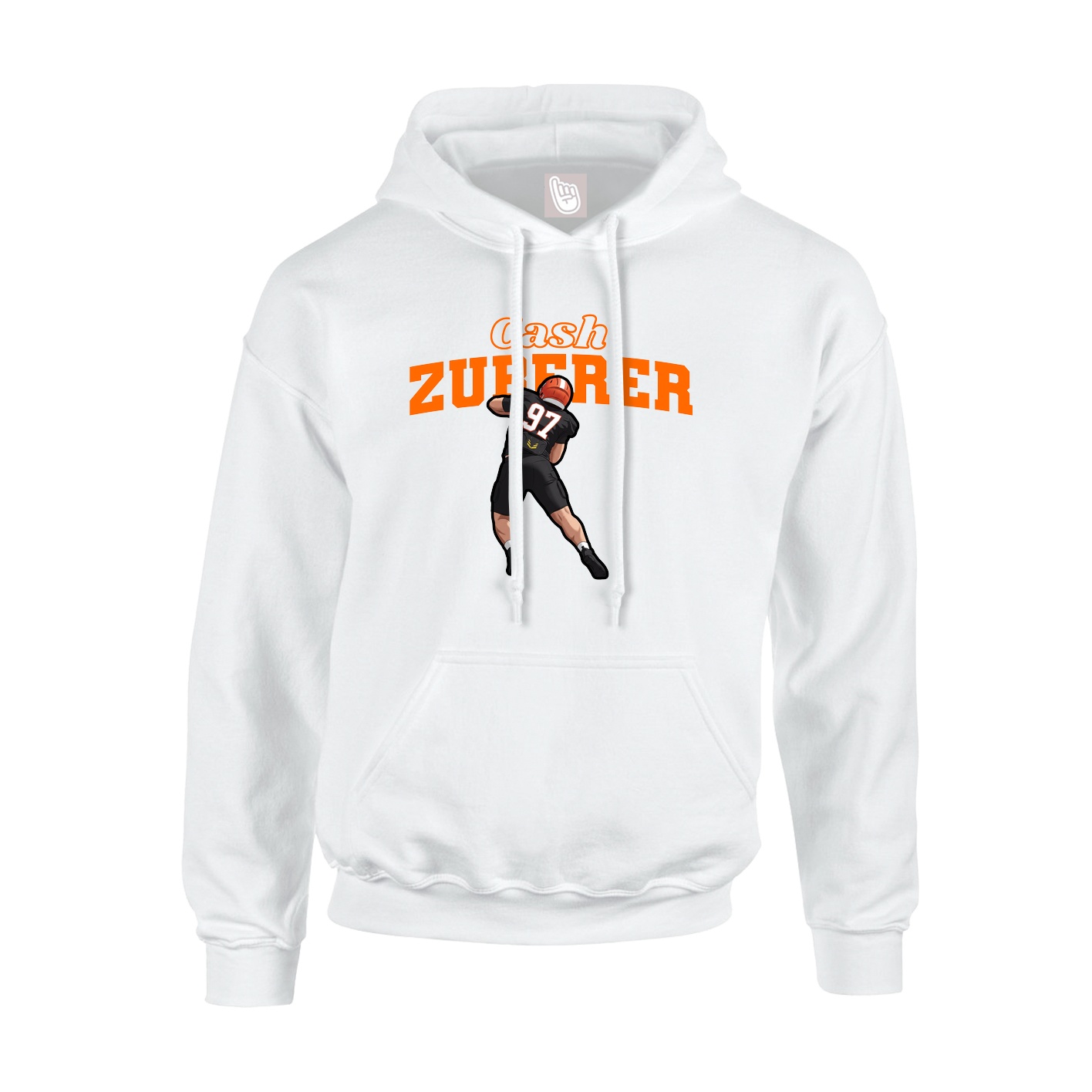Youth Hoodie — Name Arch in White