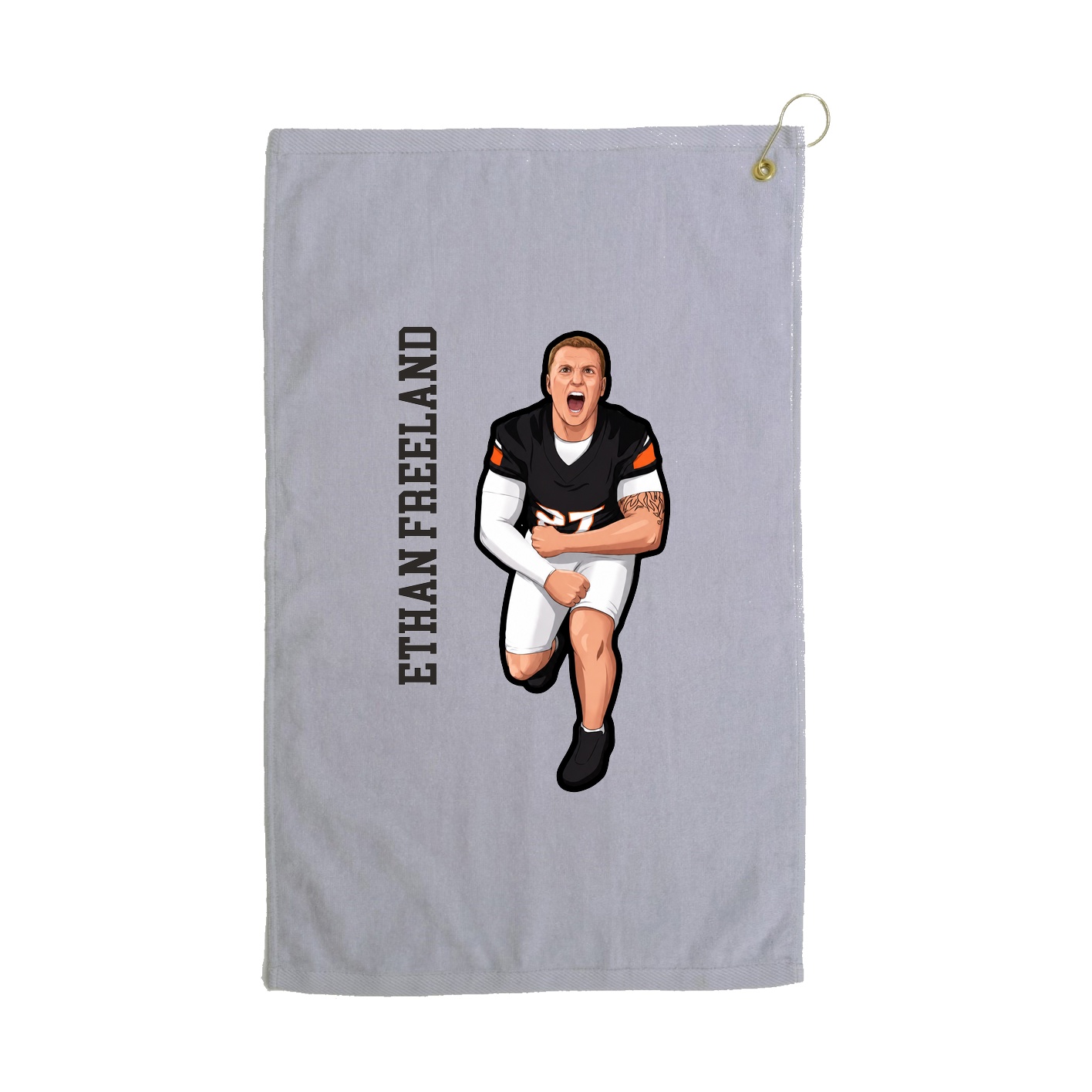 Golf Towel — Name Vertical in Grey