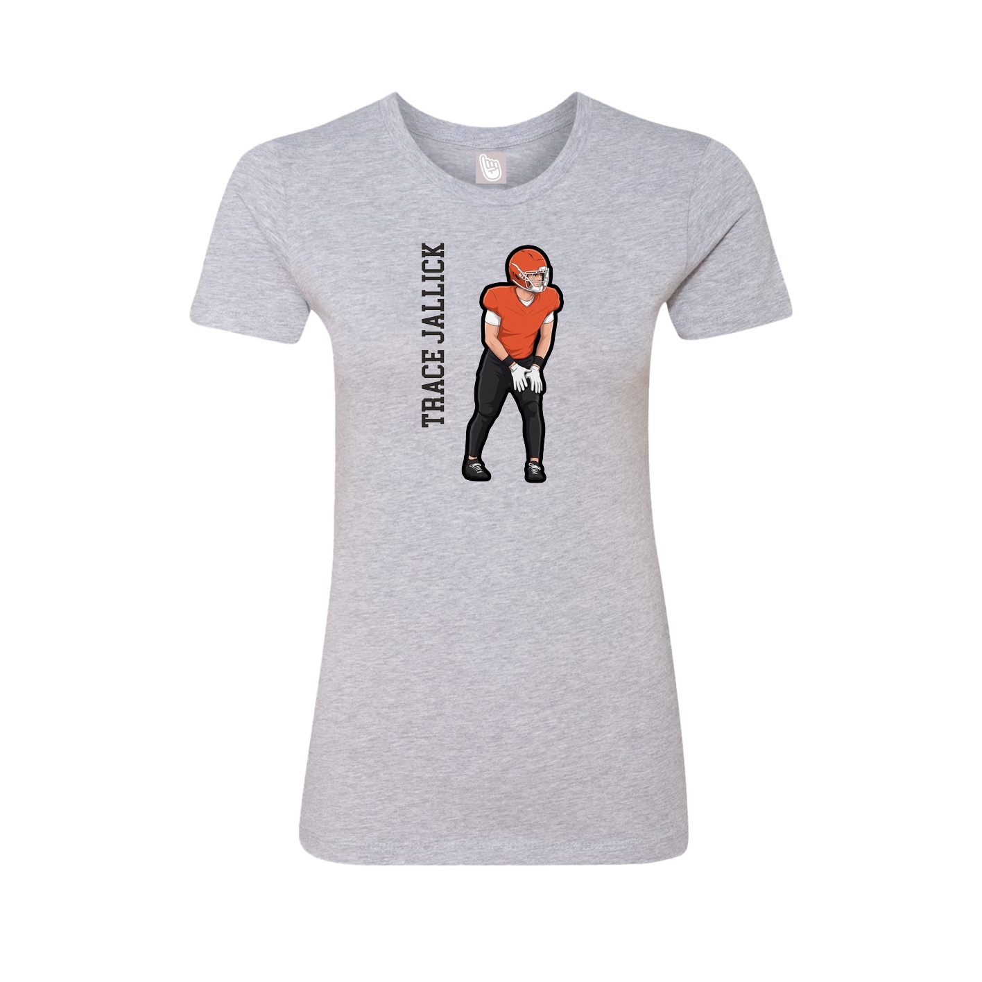 Fitted Women's Tee — Name Vertical in Grey