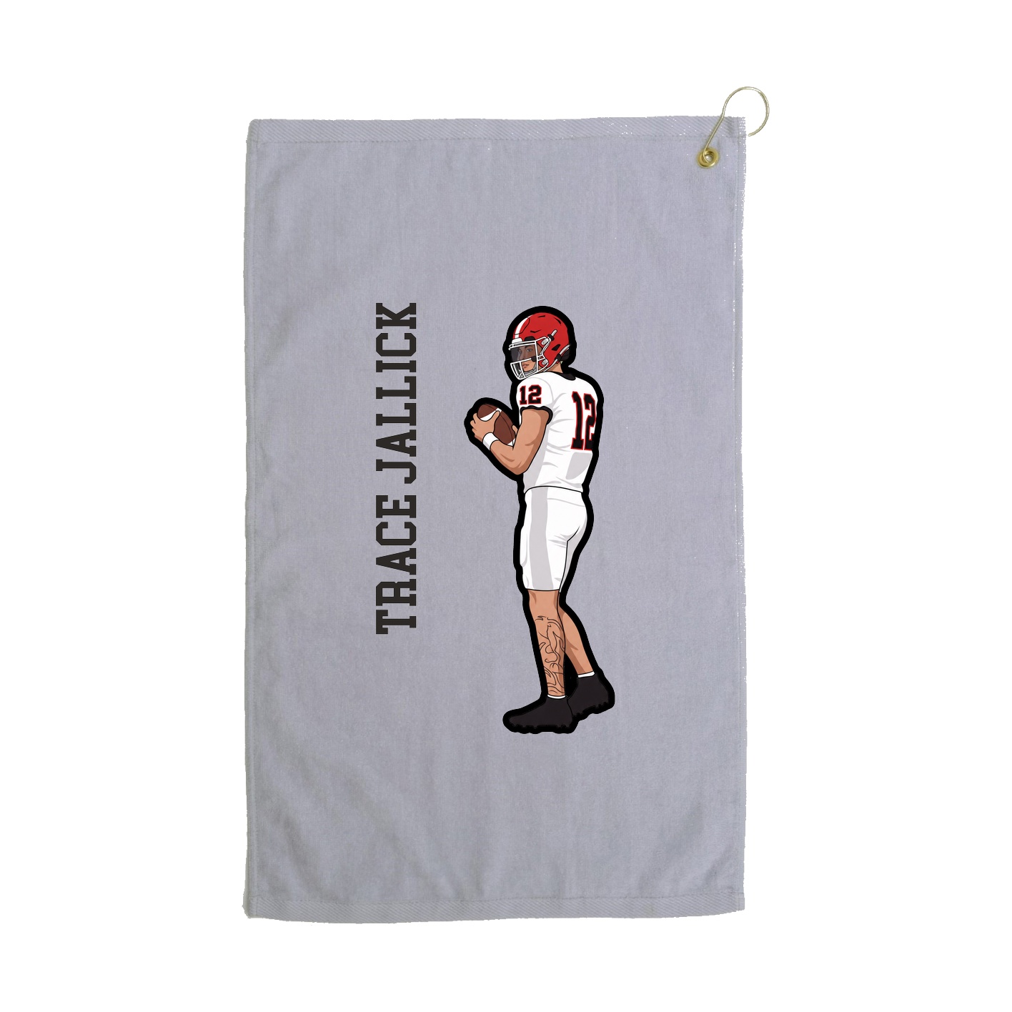 Golf Towel — Name Vertical in Grey