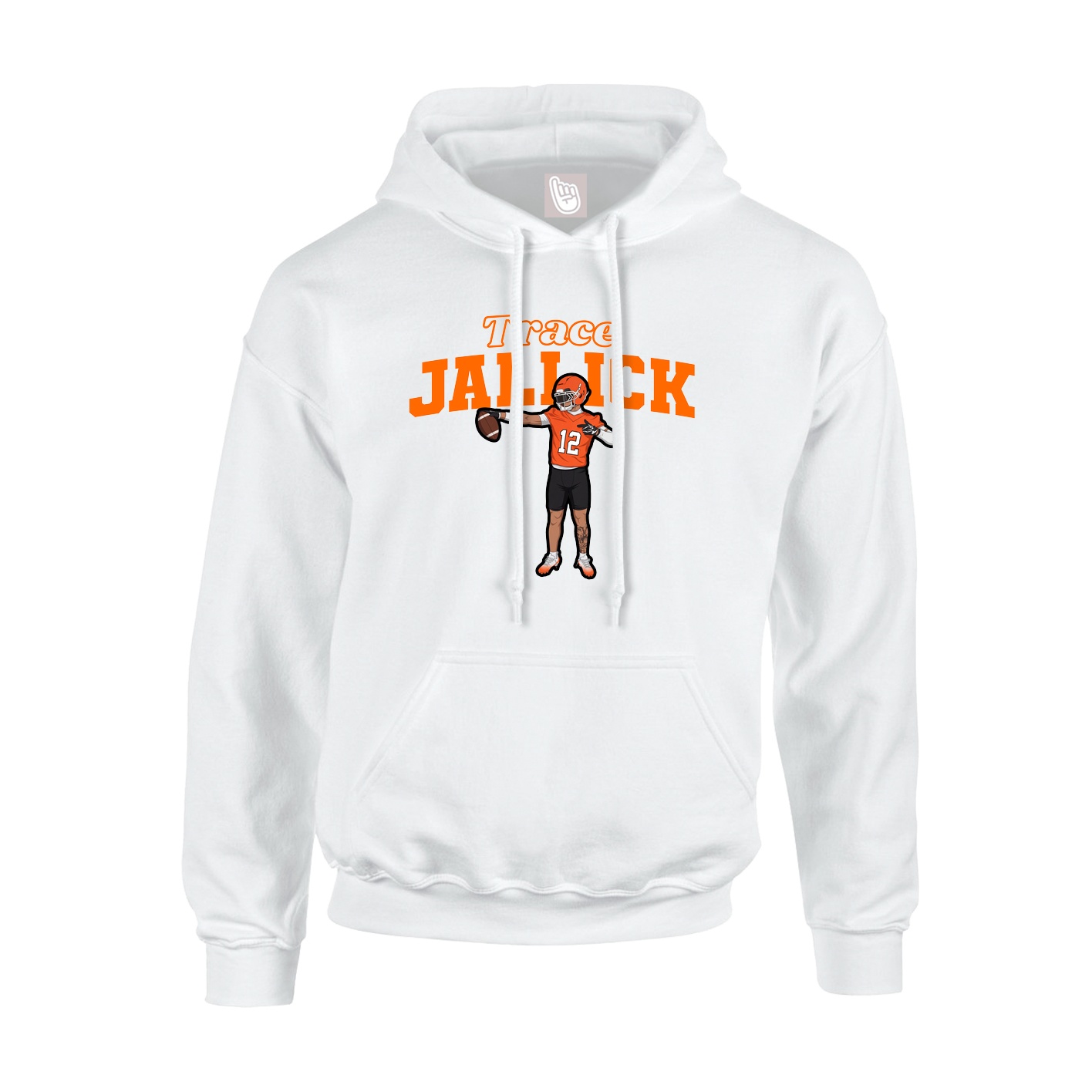 Youth Hoodie — Name Arch in White