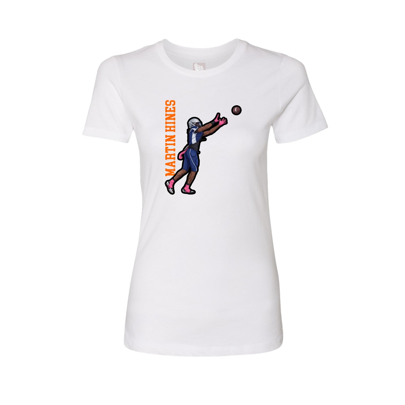 Fitted Women's Tee — Name Vertical in White