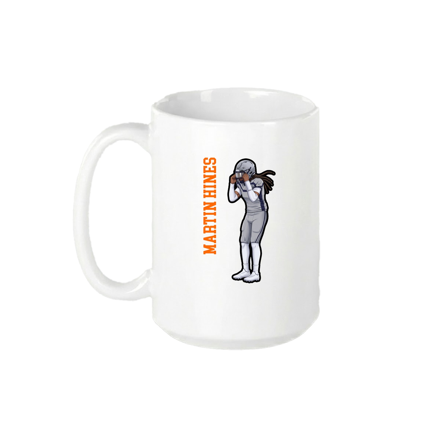 15oz Coffee Mug — Name Vertical in White