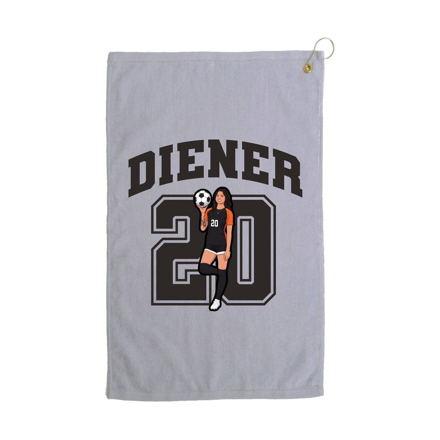 Golf Towel — Number in Grey