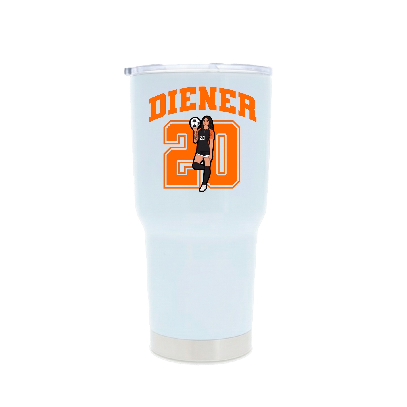 30oz Stainless Steel Tumbler — Number in White