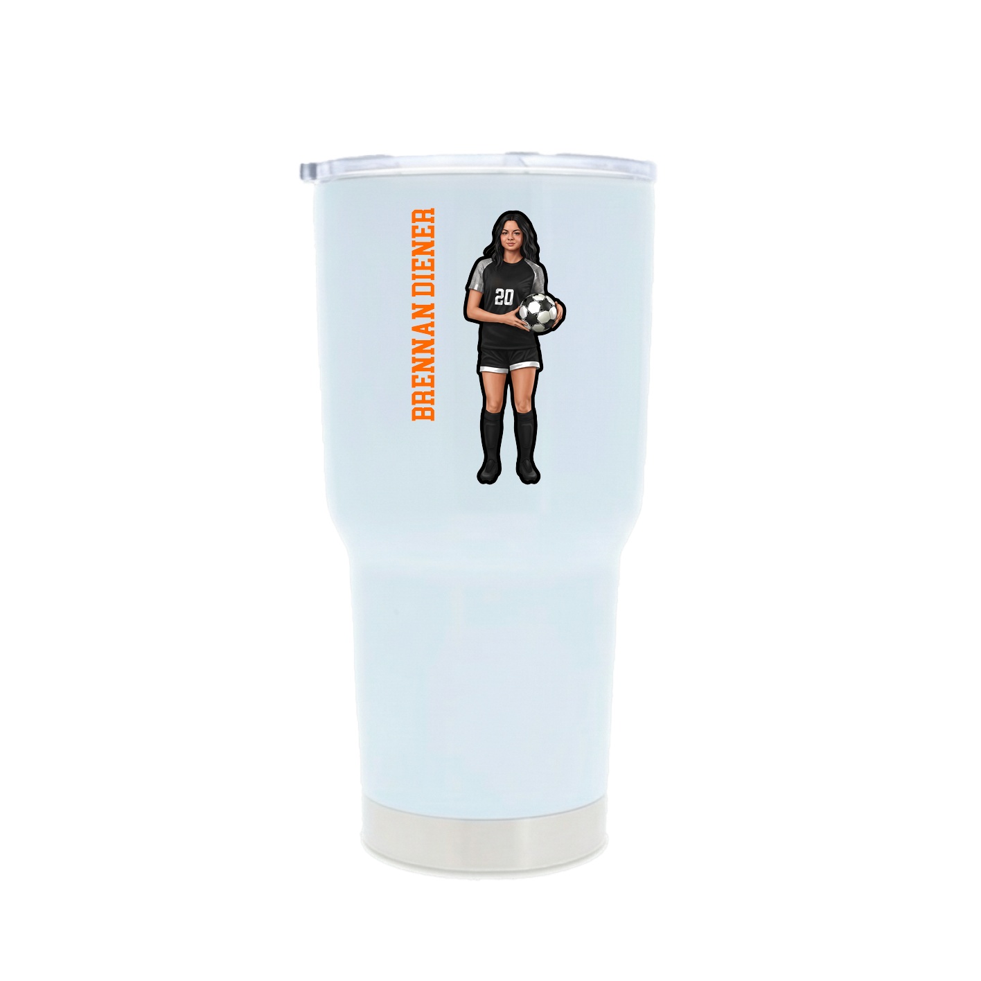 30oz Stainless Steel Tumbler — Name Vertical in White