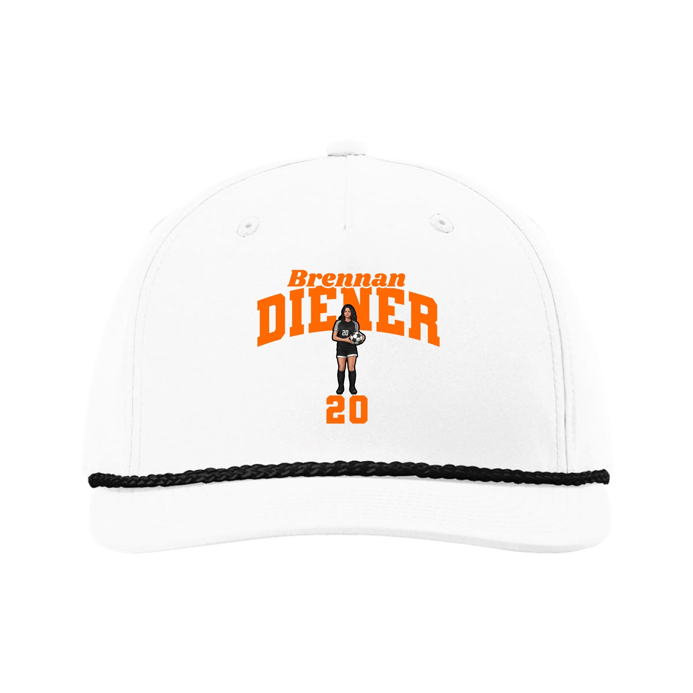 Five-Panel Classic Rope Cap — Signature Arch in White